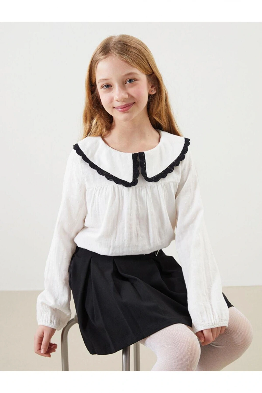 Lcw Kids Ekru Bebe Yaka Kız Çocuk Bluz