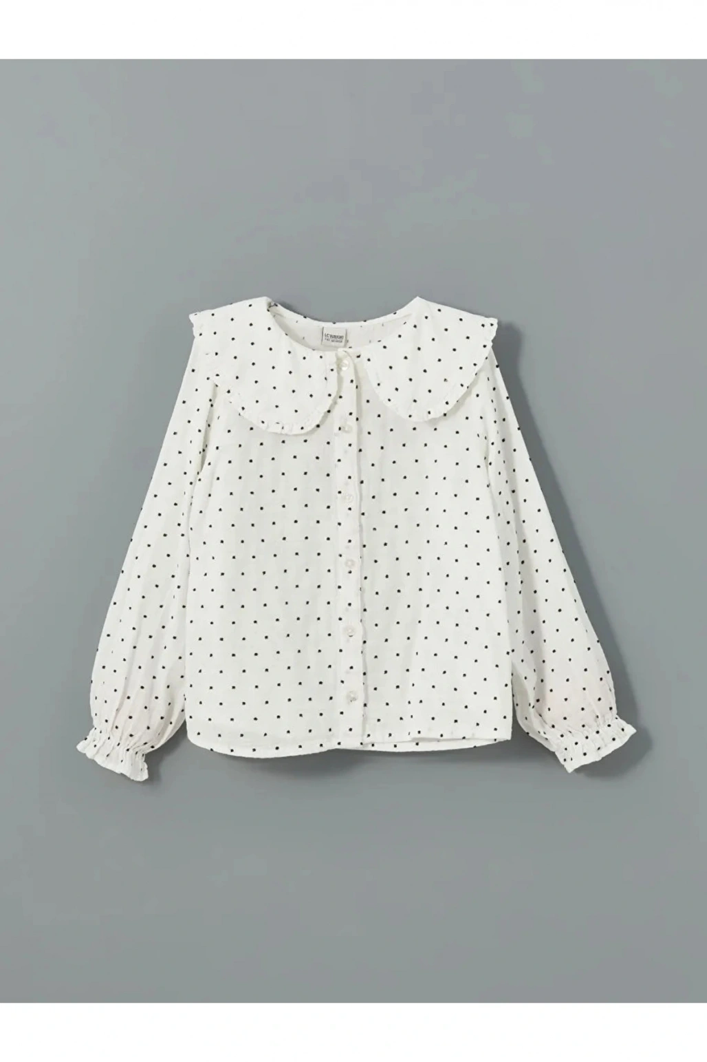LCW Kids Ekru Bebe Yaka Puantiyeli Kız Çocuk Gömlek