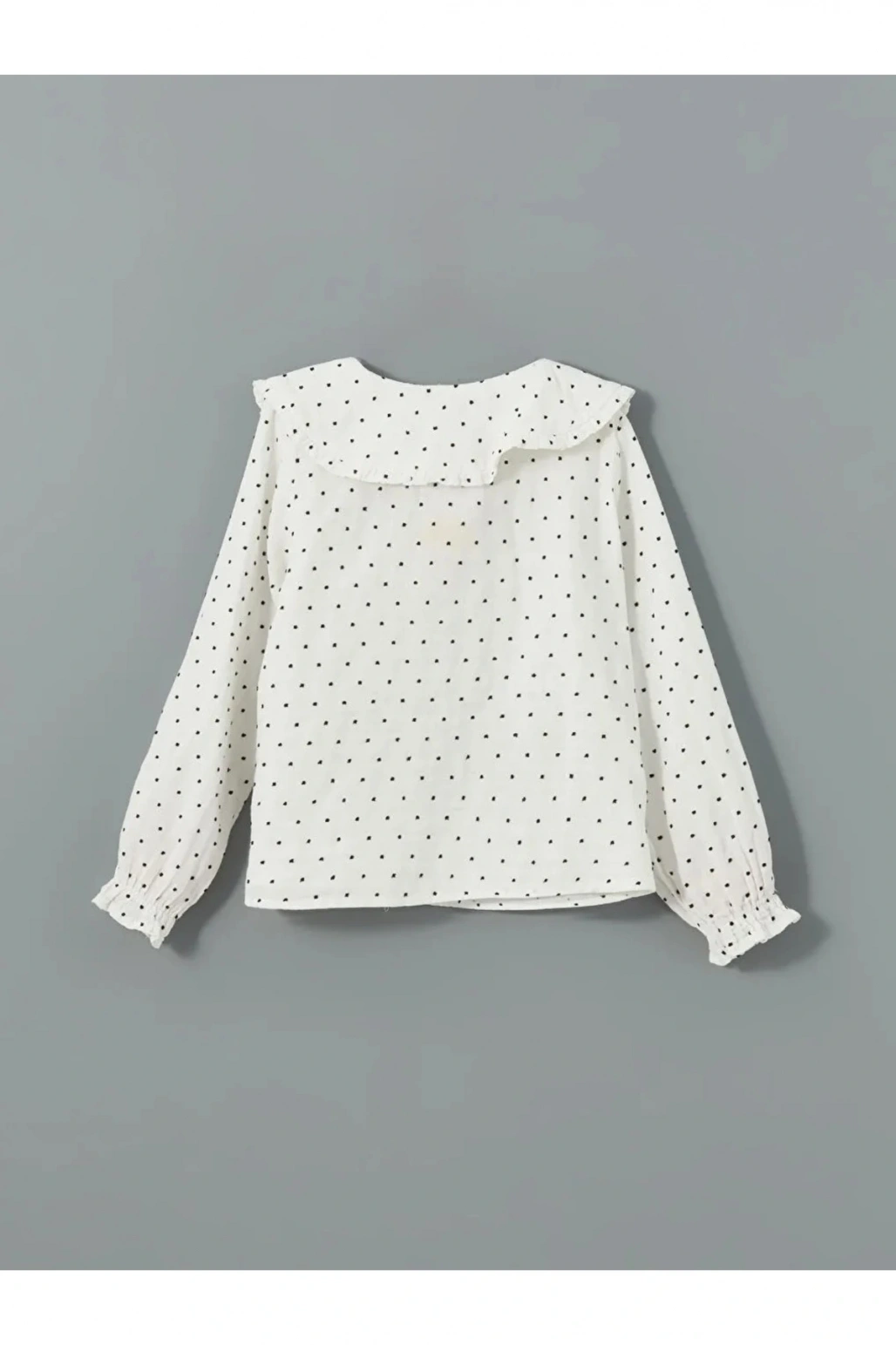 LCW Kids Ekru Bebe Yaka Puantiyeli Kız Çocuk Gömlek