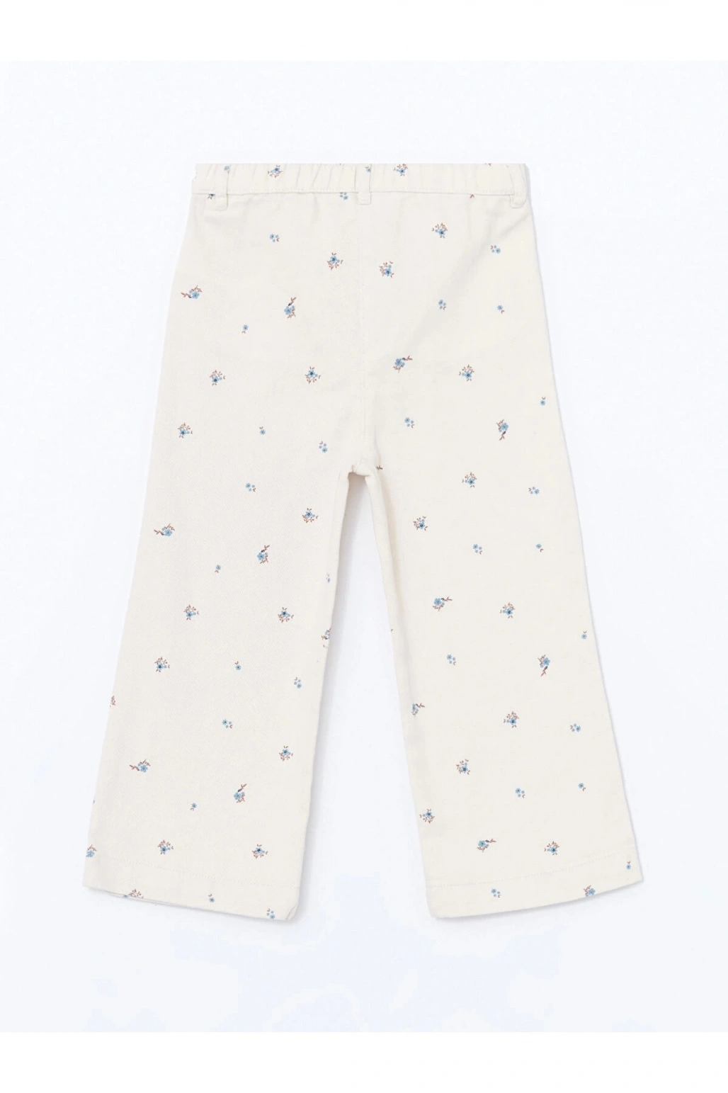 Lcw Kids Ekru Beli Lastikli Çiçekli Kız Çocuk Pantolon