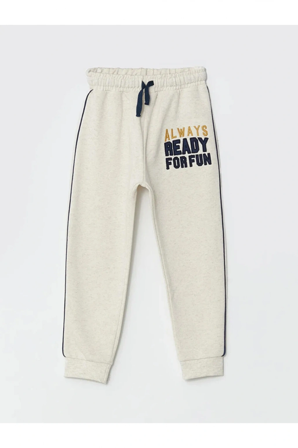 LCW Kids Ekru Beli Lastikli Nakışlı Erkek Çocuk Jogger Eşofman Altı