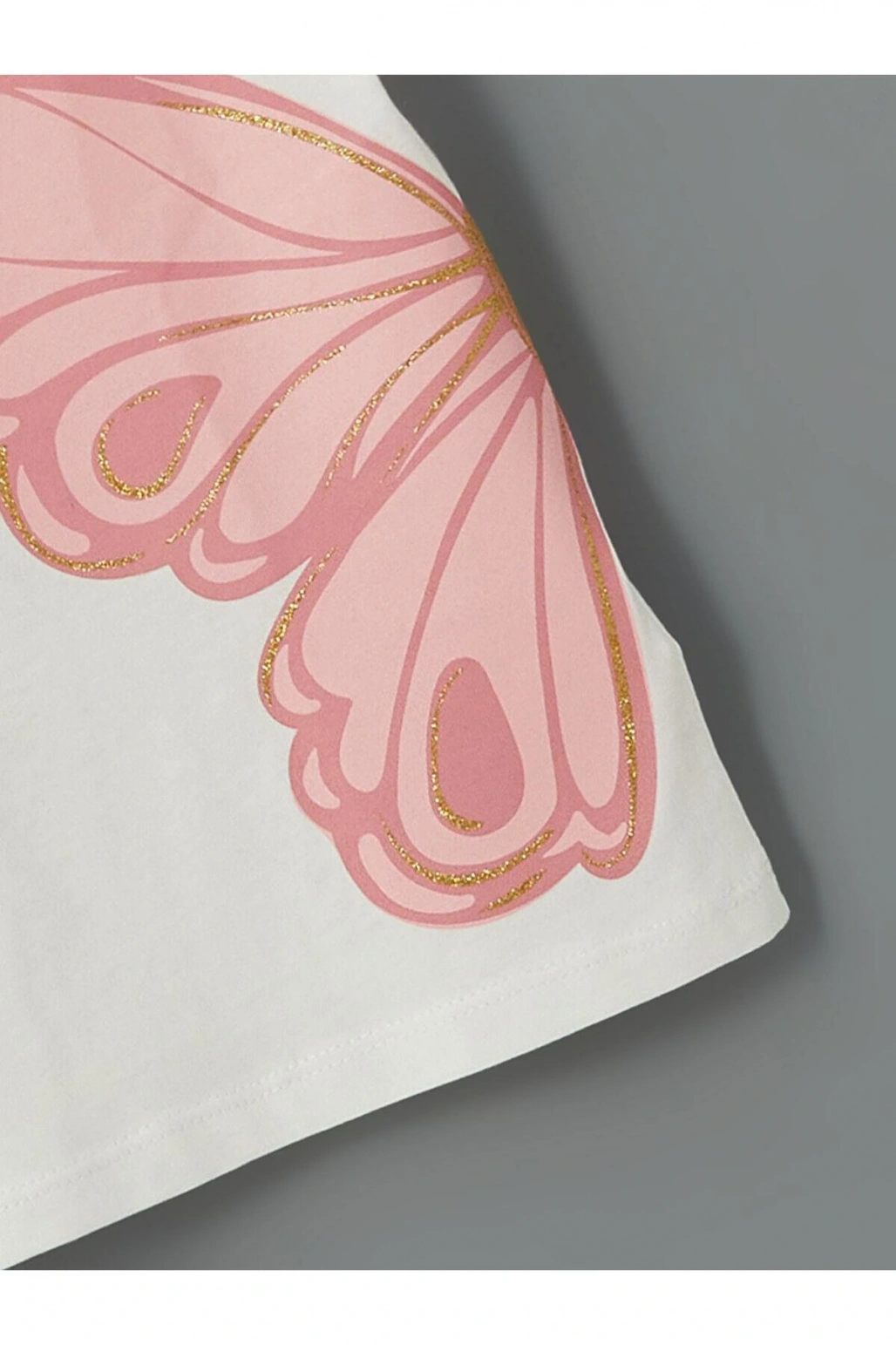 LCW Kids Ekru Bisiklet Yaka Baskılı Kız Çocuk Tişört