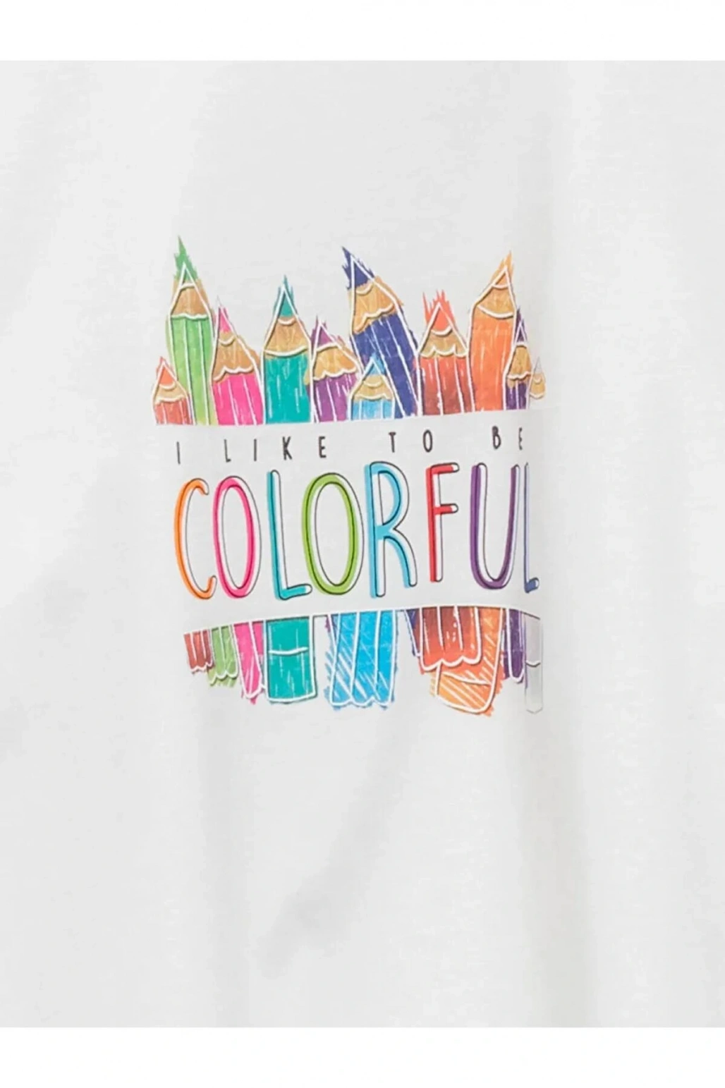 LCW Kids Ekru Bisiklet Yaka Baskılı Uzun Kollu Kız Çocuk Tişört