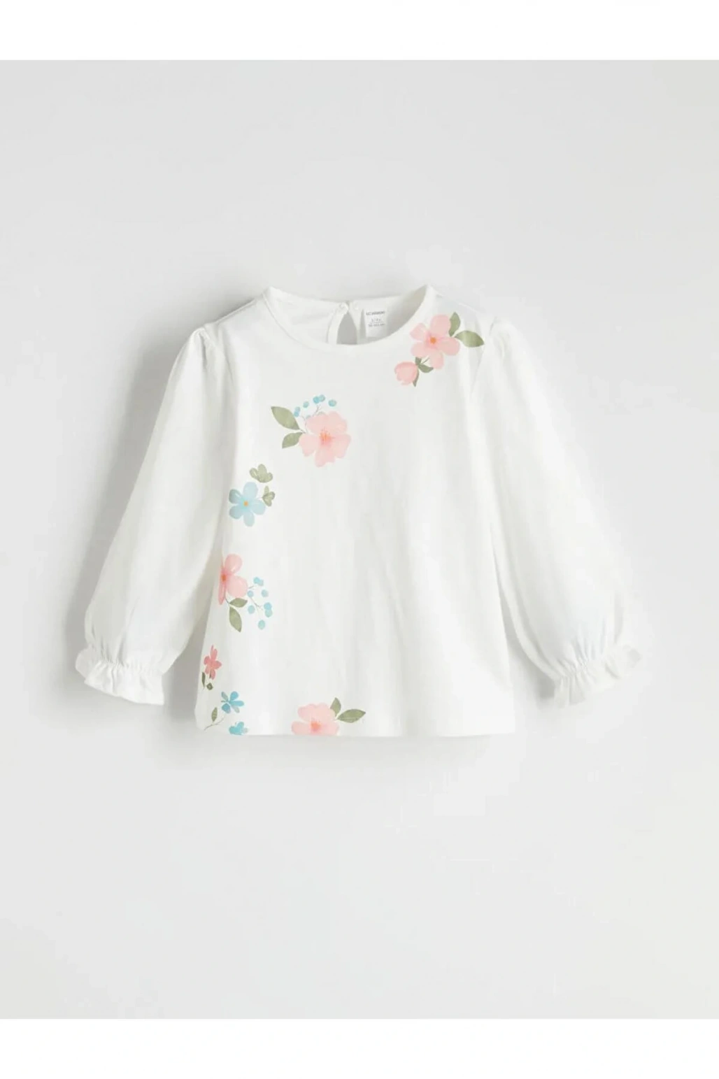 LCW Kids Ekru Bisiklet Yaka Çiçekli Kız Çocuk Bluz