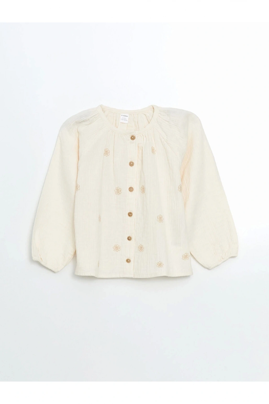 Lcw Kids Ekru Bisiklet Yaka Çiçekli Kız Çocuk Gömlek