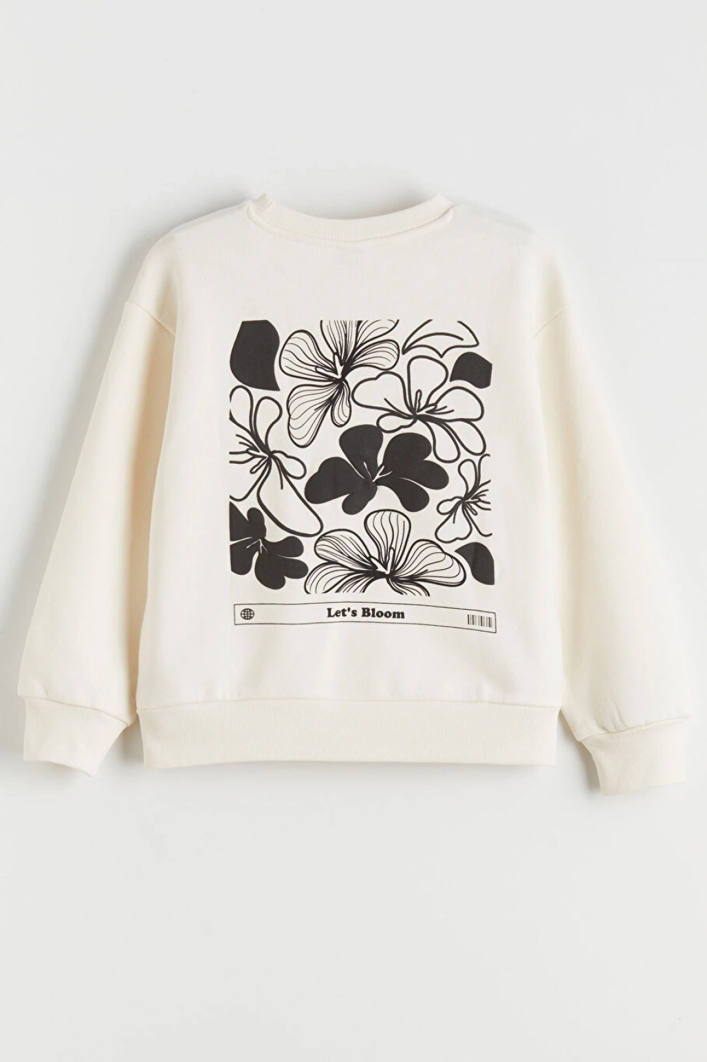 LCW Kids Ekru Bisiklet Yaka Çiçekli Kız Çocuk Sweatshirt