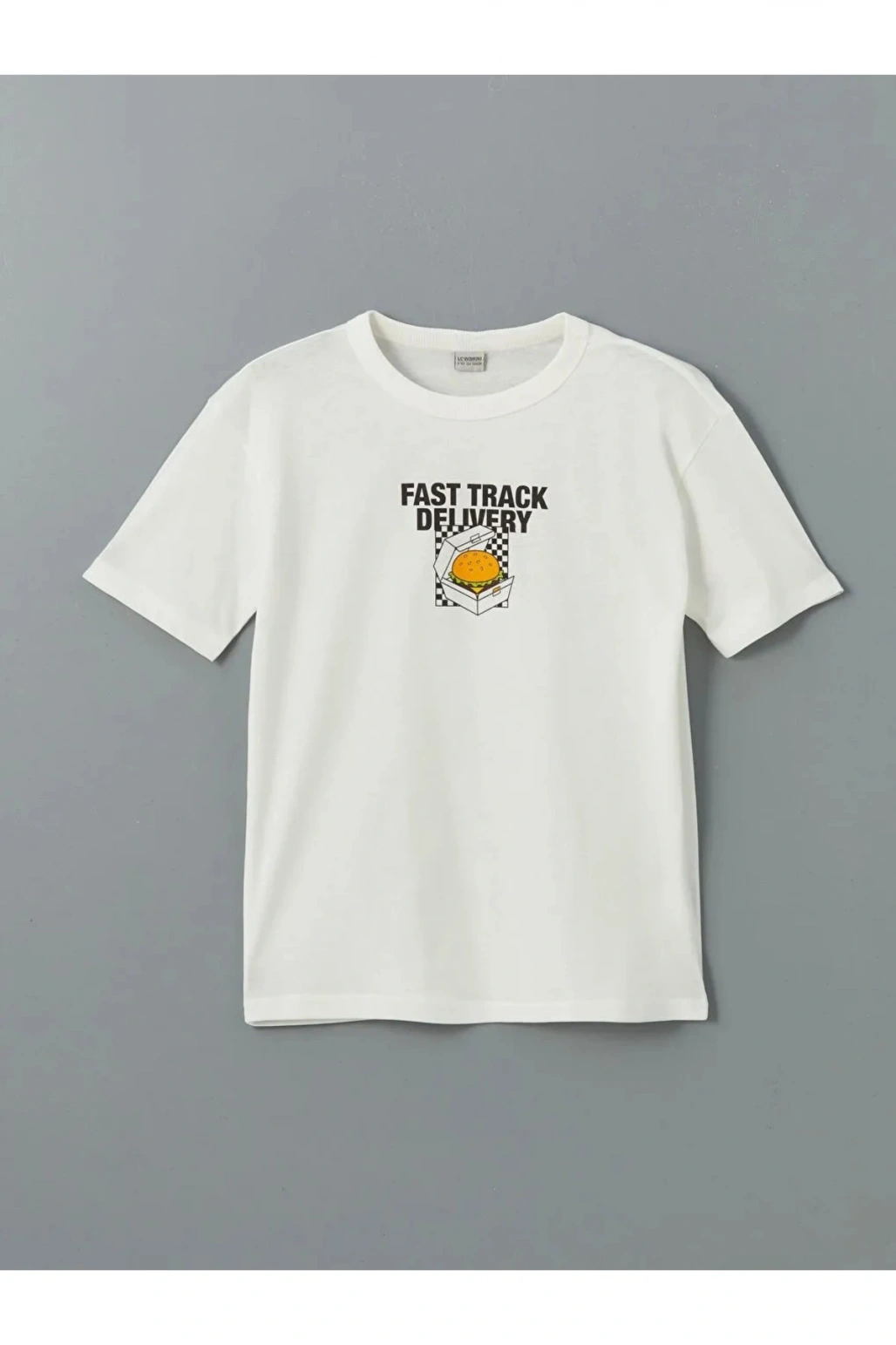 LCW Kids Ekru Bisiklet Yaka Erkek Çocuk Tişört