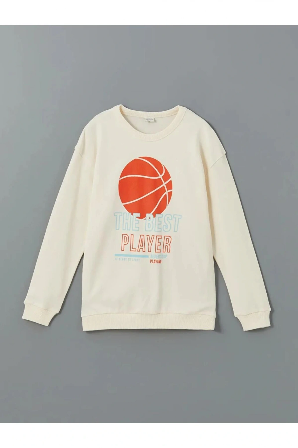 LCW Kids Ekru Bisiklet Yaka Erkek Çocuk Tişört