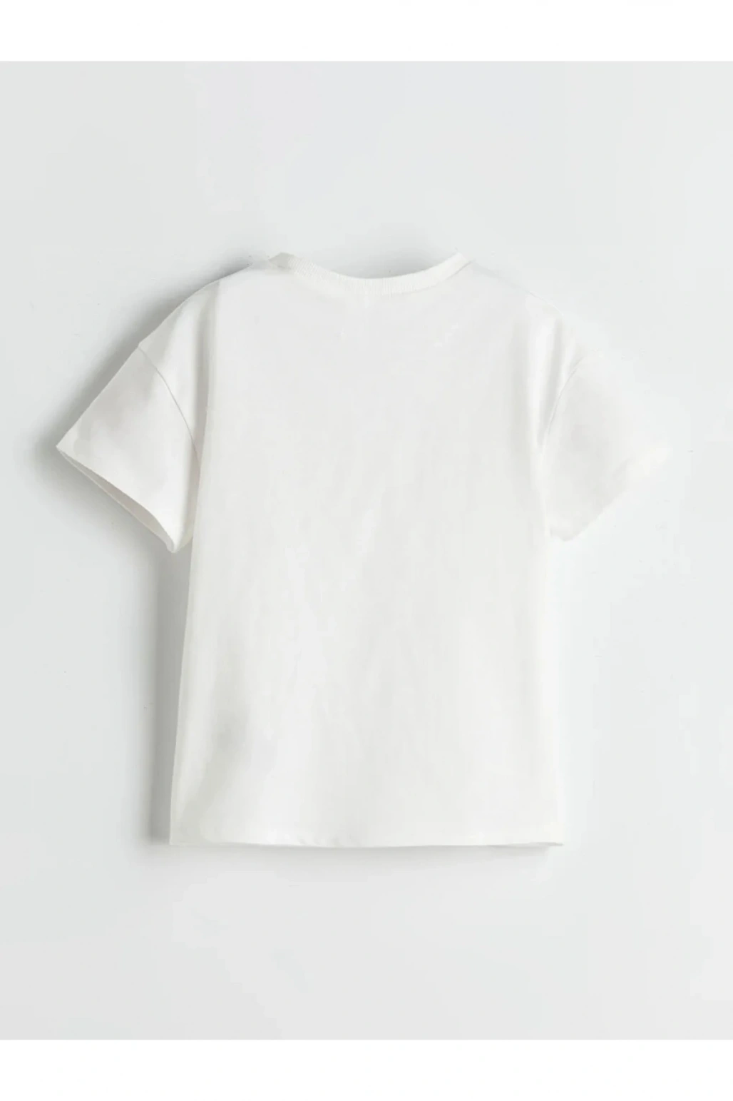 LCW Kids Ekru Bisiklet Yaka Kalpli Çizgili Kız Çocuk Tişört
