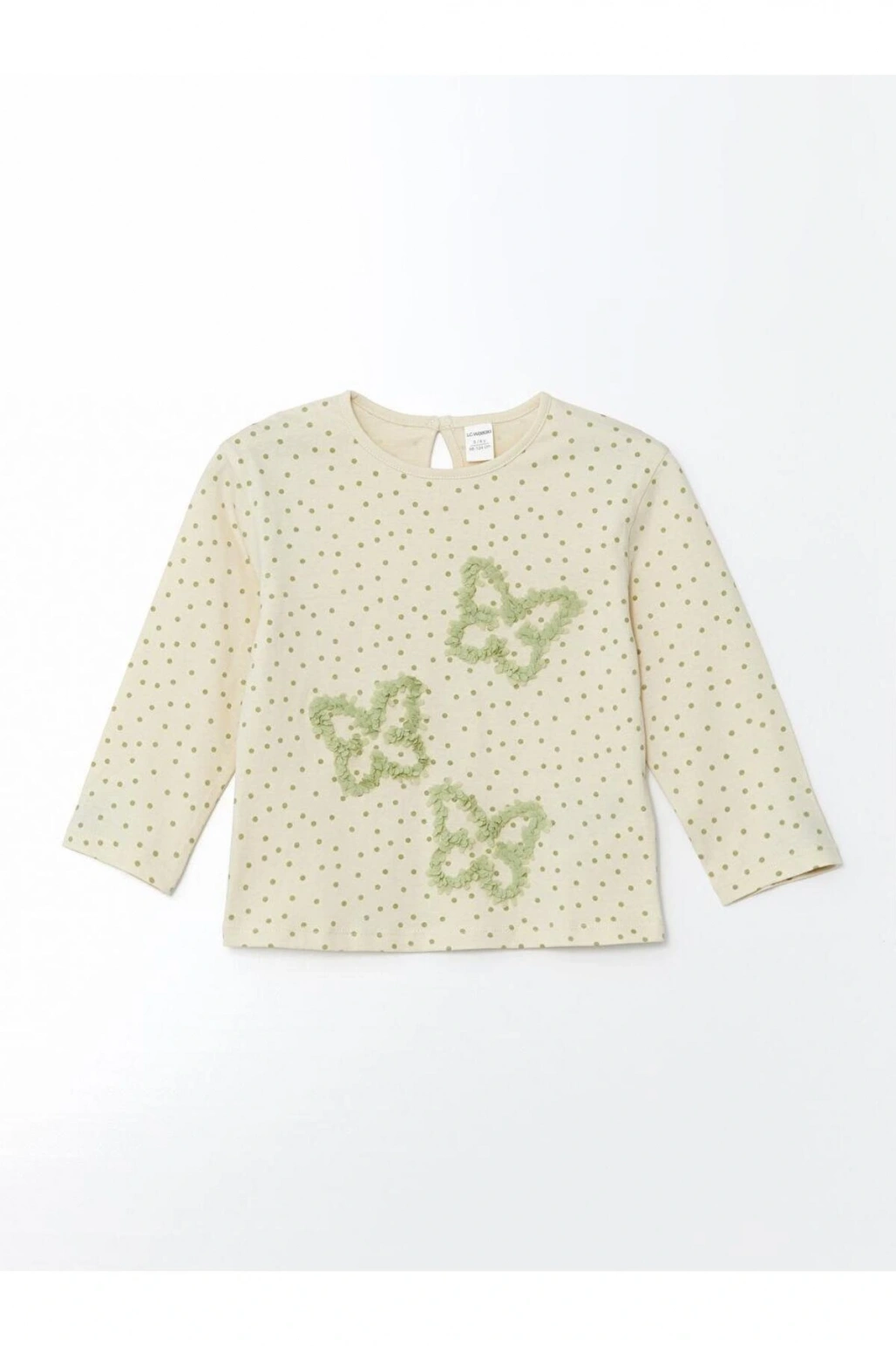 LCW Kids Ekru Bisiklet Yaka Kelebekli Kız Çocuk Tişört ve Tayt 2li