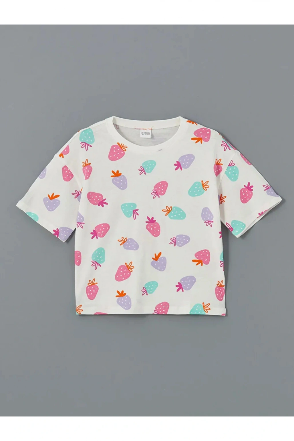 LCW Kids Ekru Bisiklet Yaka Kız Çocuk Şortlu Pijama Takımı