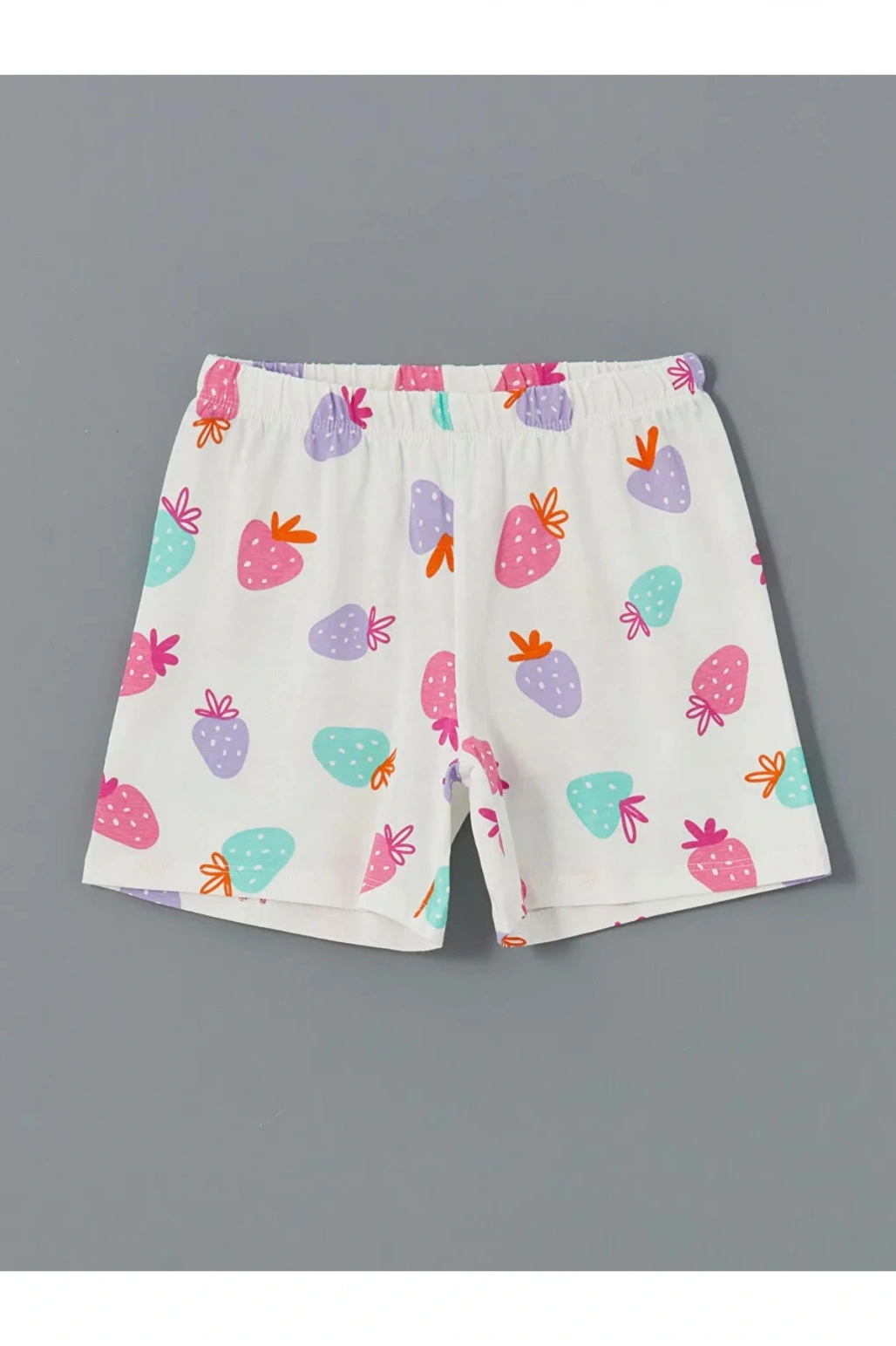 LCW Kids Ekru Bisiklet Yaka Kız Çocuk Şortlu Pijama Takımı