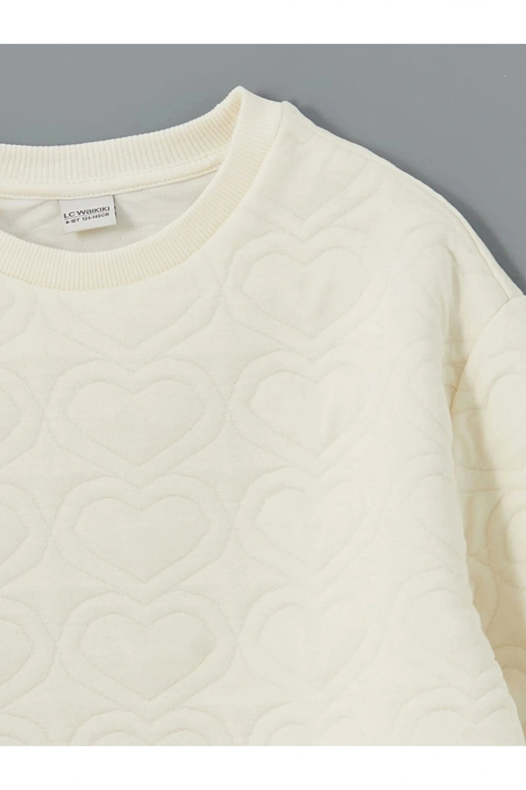 LCW Kids Ekru Bisiklet Yaka Kız Çocuk Sweatshirt ve Tayt