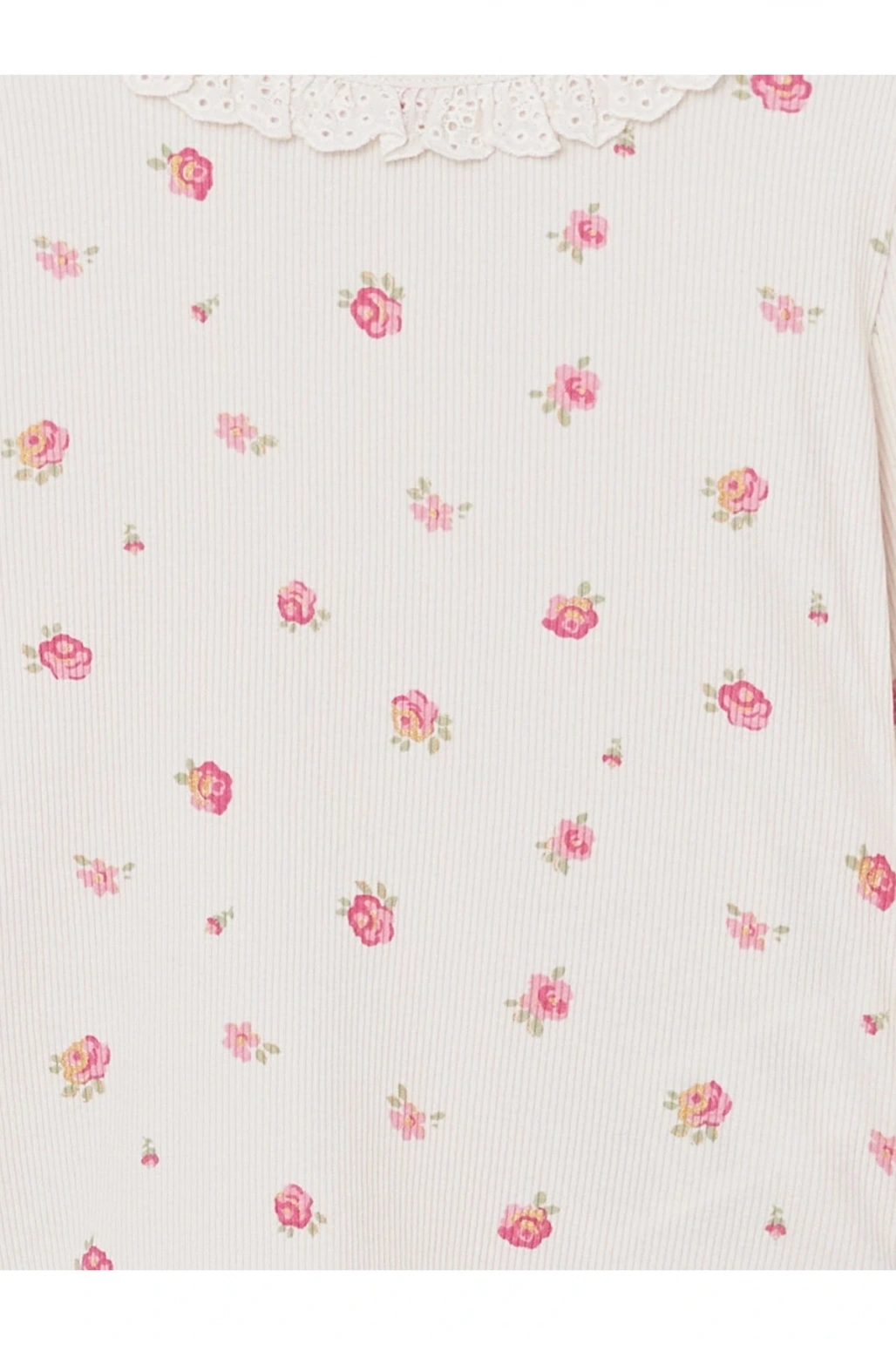 LCW Kids Ekru Çiçekli Dantelli Kız Çocuk Tişört ve Tayt 2li