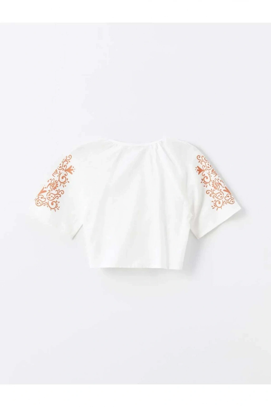 LCW Kids Ekru Desenli Kız Çocuk Crop Gömlek