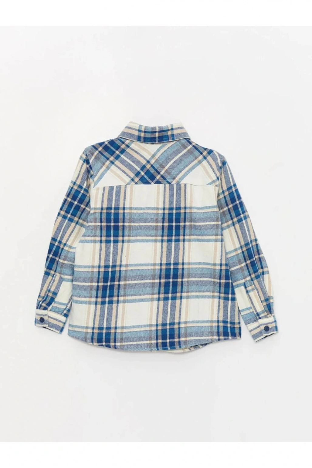 LCW Kids Ekru Ekose Uzun Kollu Erkek Çocuk Gömlek