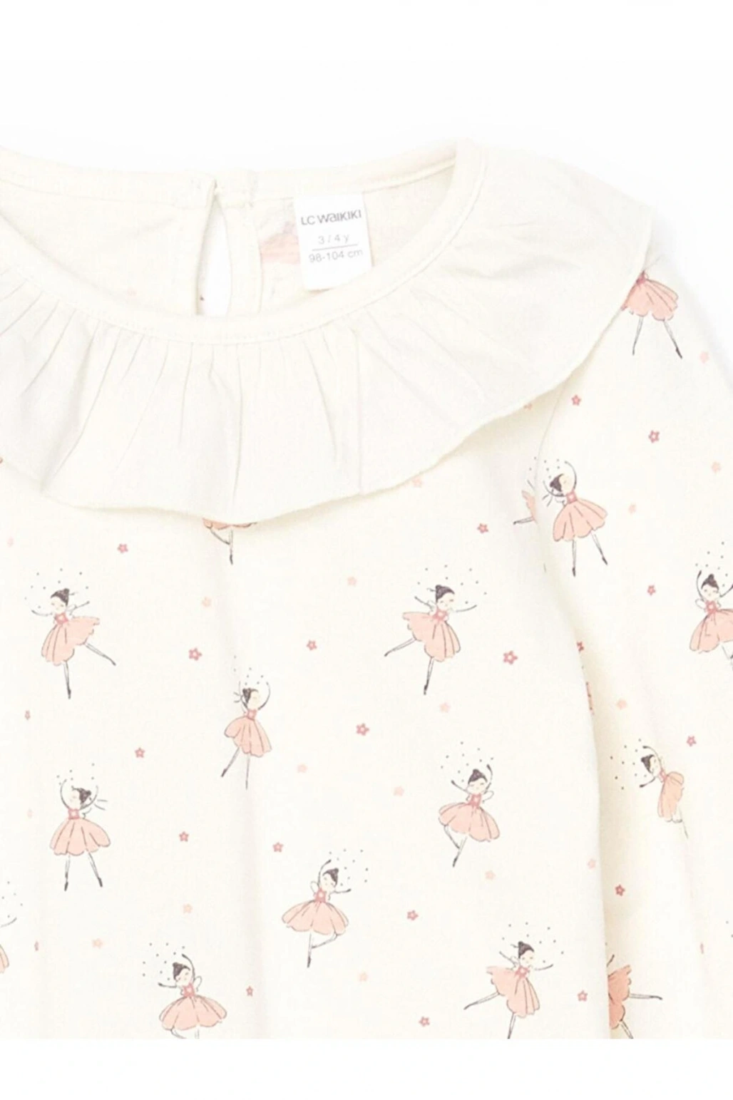 Lcw Kids Ekru Fırfırlı Kız Bebek Tişört Ve Tayt 2li
