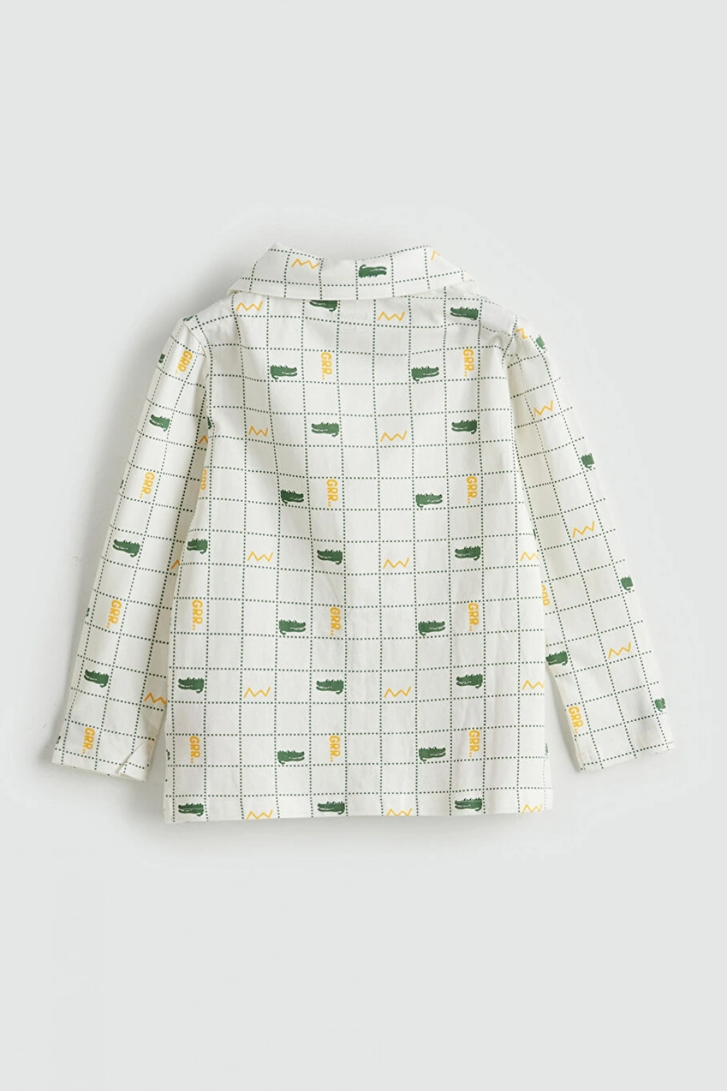 LCW Kids Ekru Gömlek Yaka Ekose Desenli Uzun Kollu Erkek Çocuk Pijama Takımı
