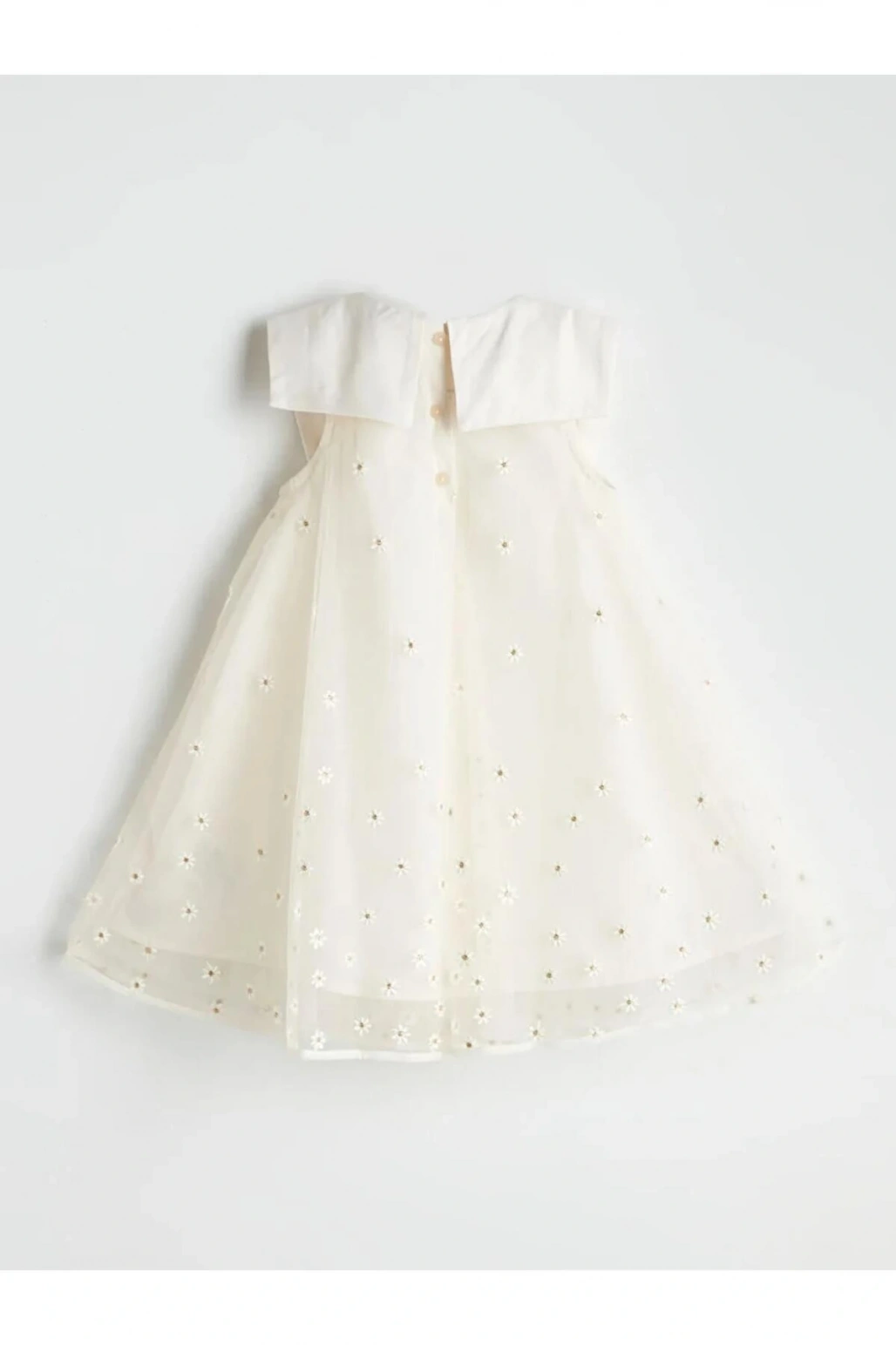 LCW Kids Ekru Kurdele Detaylı Kız Çocuk Dantel Elbise