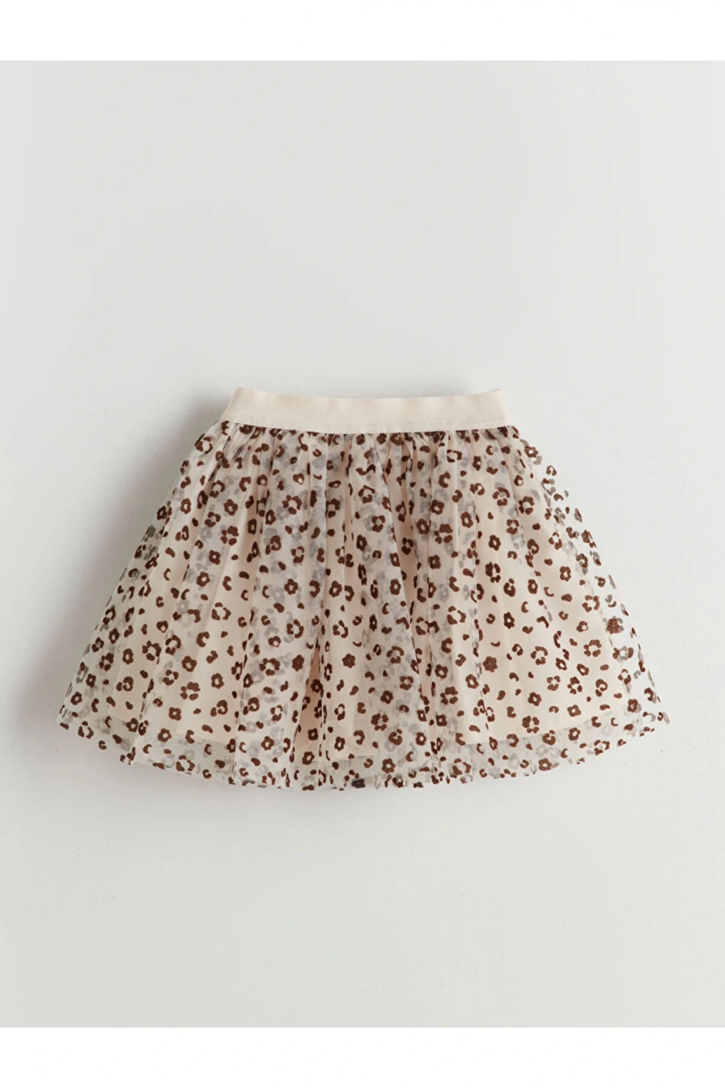 LCW Kids Ekru Leoparlı Kız Çocuk Bluz ve Etek 2li