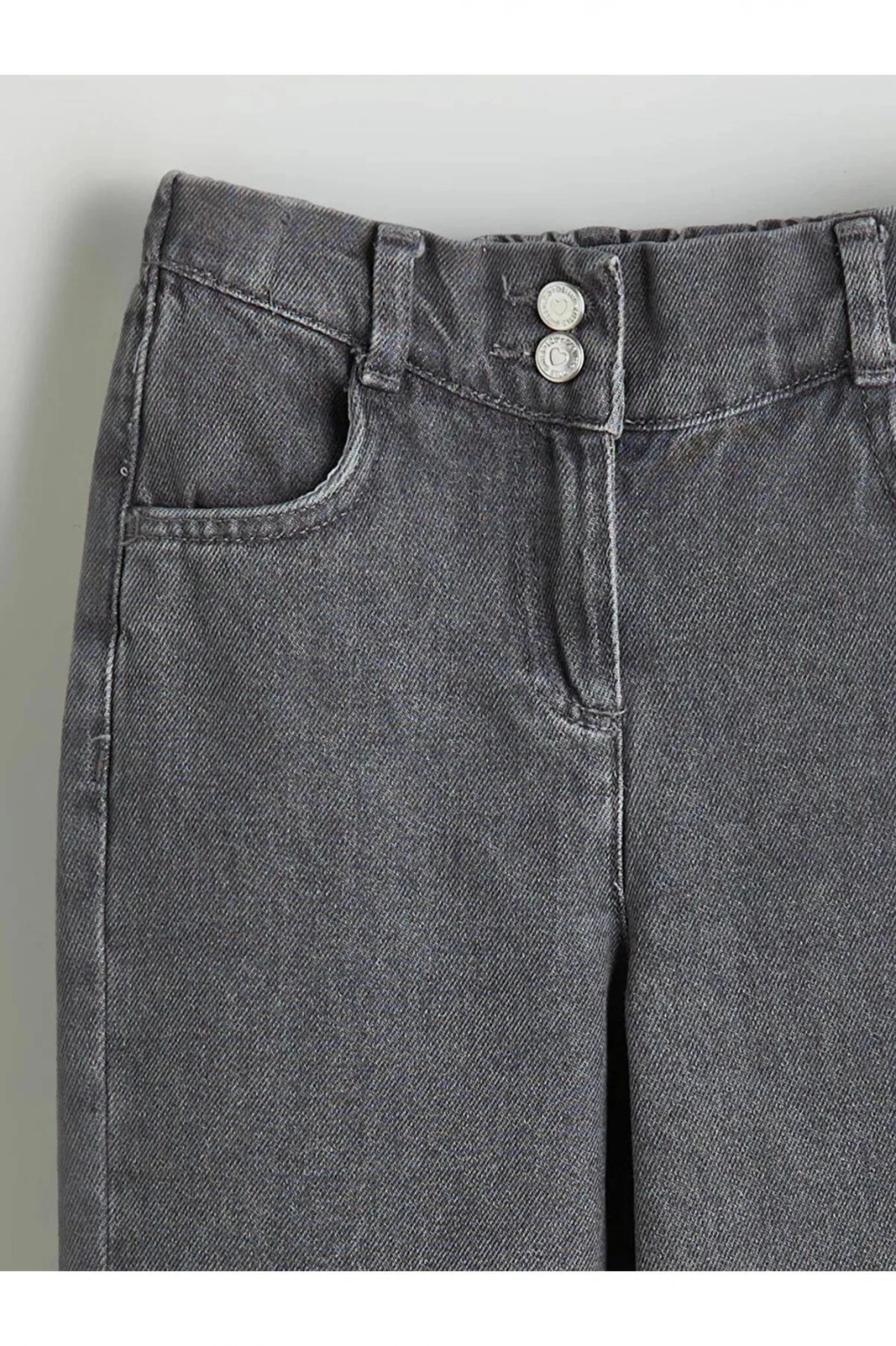 LCW Kids Gri Beli Ayarlanabilir Lastikli Kız Çocuk Jean Pantolon