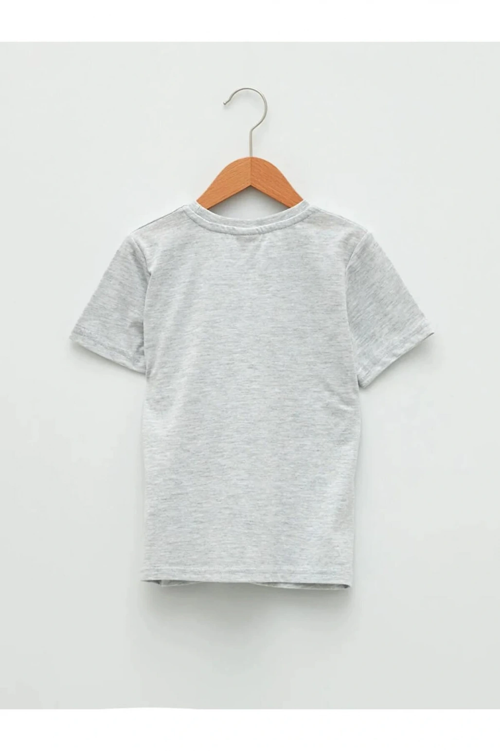 LCW Kids Gri Bisiklet Yaka Baskılı Kısa Kollu Erkek Çocuk Tişört