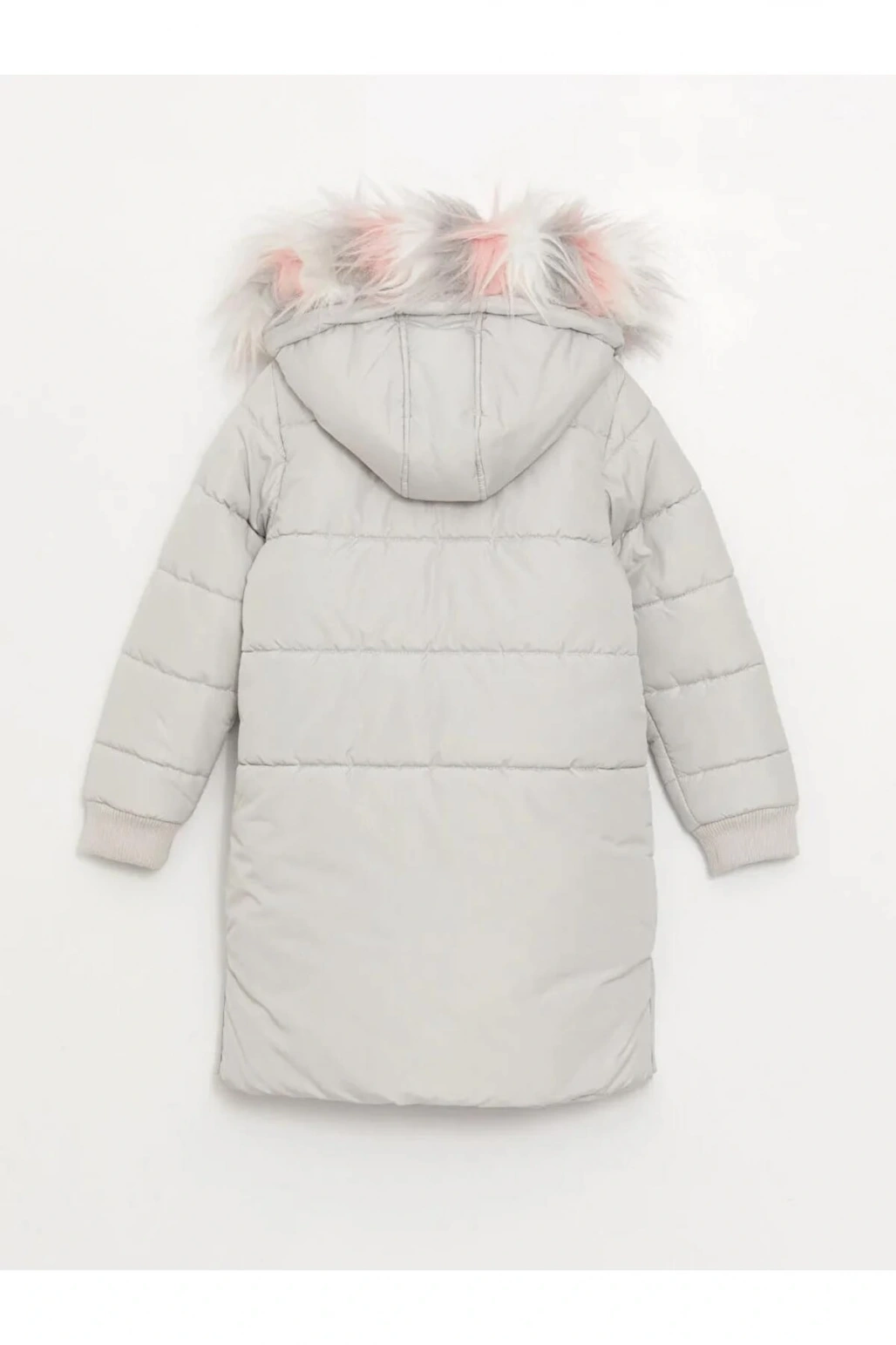 LCW Kids Gri Kapüşonlu Kız Çocuk Kaban