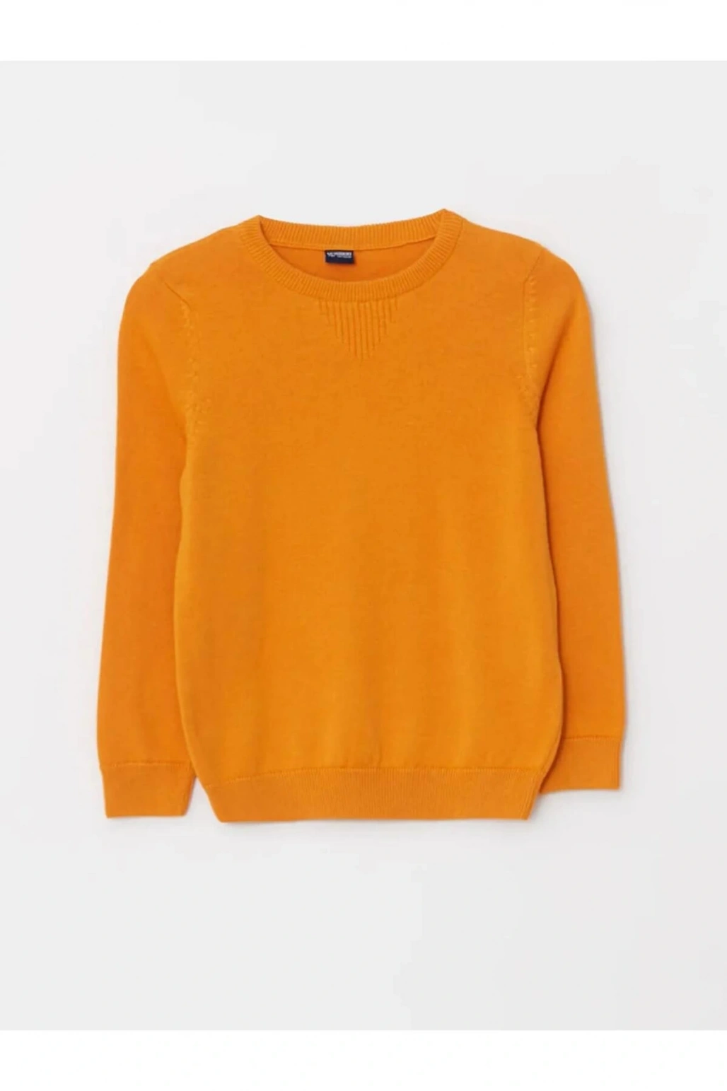 LCW Kids hardal sarı Bisiklet Yaka Basic Uzun Kollu Erkek Çocuk Triko Kazak