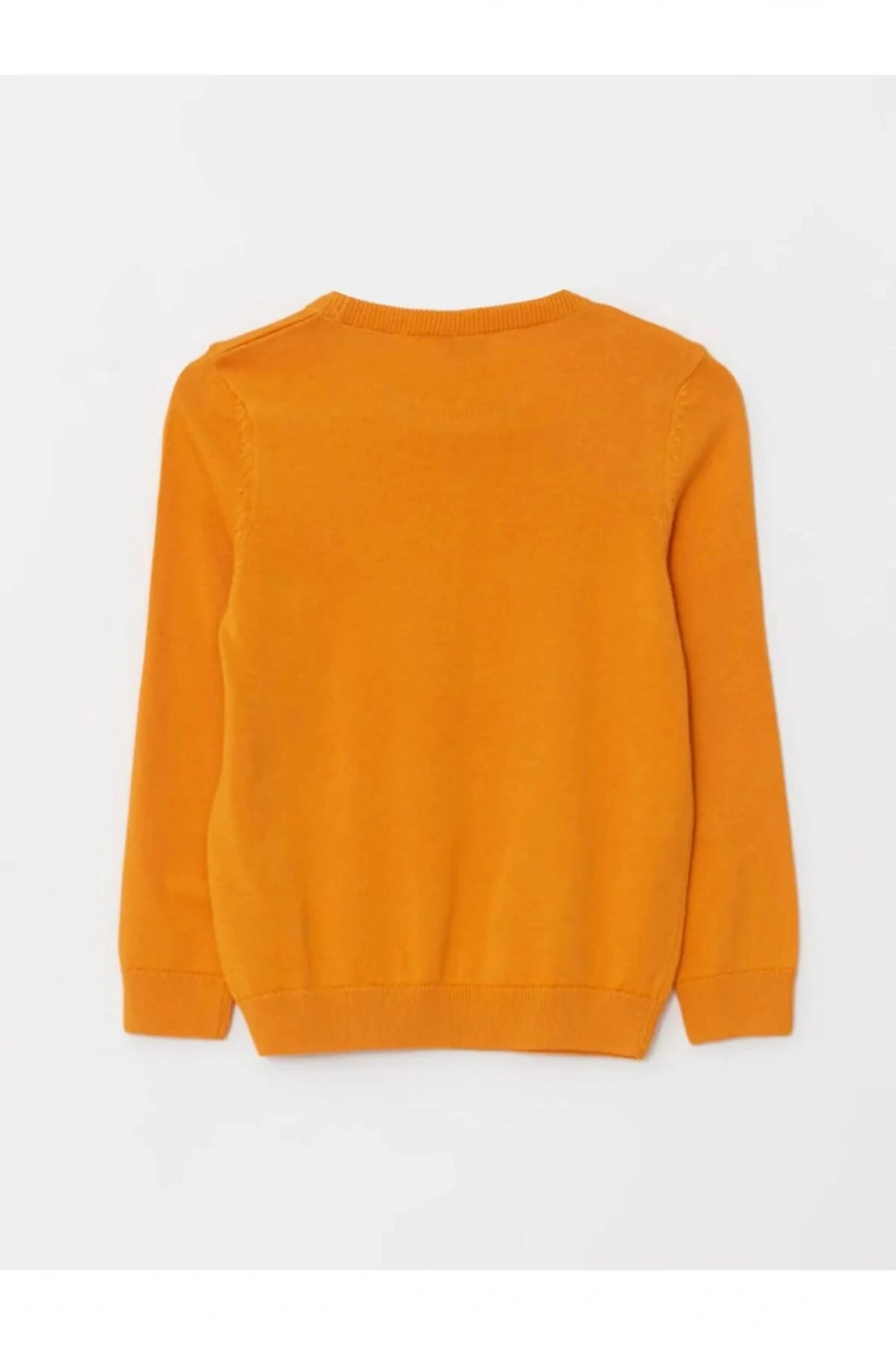 LCW Kids hardal sarı Bisiklet Yaka Basic Uzun Kollu Erkek Çocuk Triko Kazak