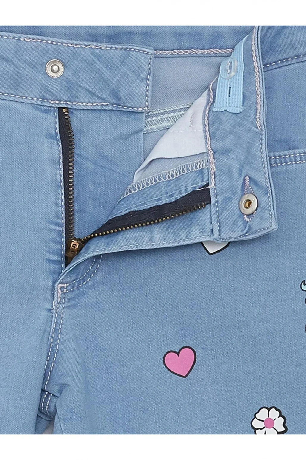 LCW Kids İndigo Baskılı Kız Çocuk Jean Şort