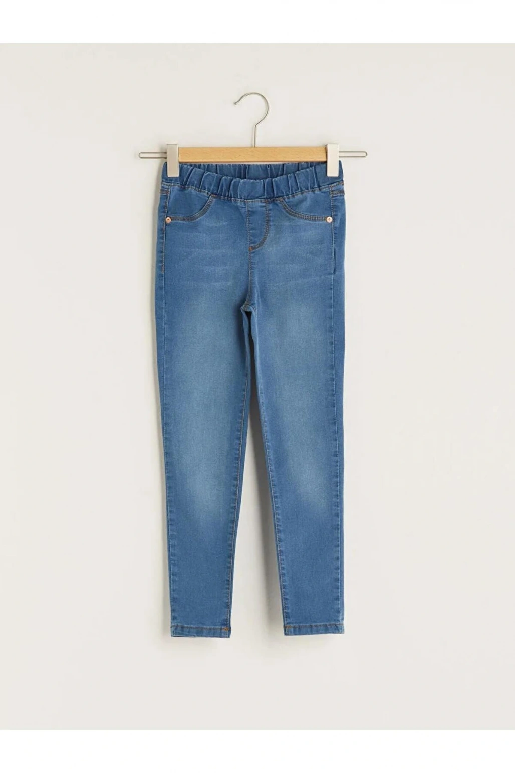 LCW Kids İndigo Beli Lastikli Super Skinny Fit Kız Çocuk Jean Pantolon