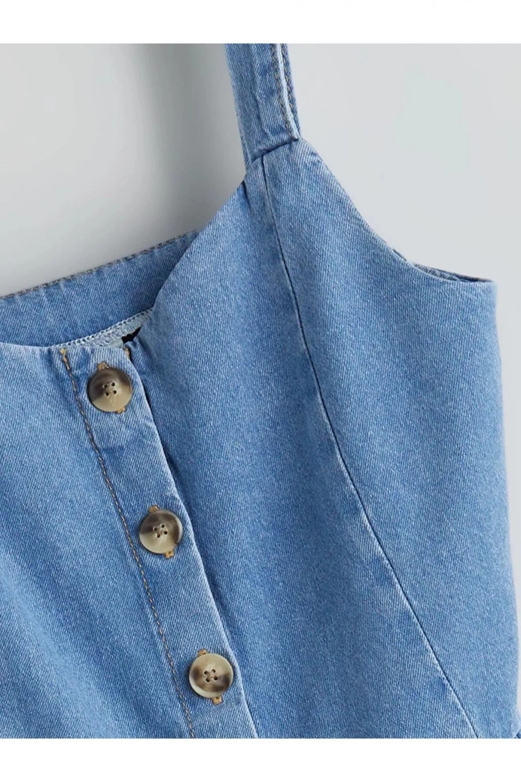 LCW Kids Indigo Kare Yaka Kız Çocuk Jean Elbise