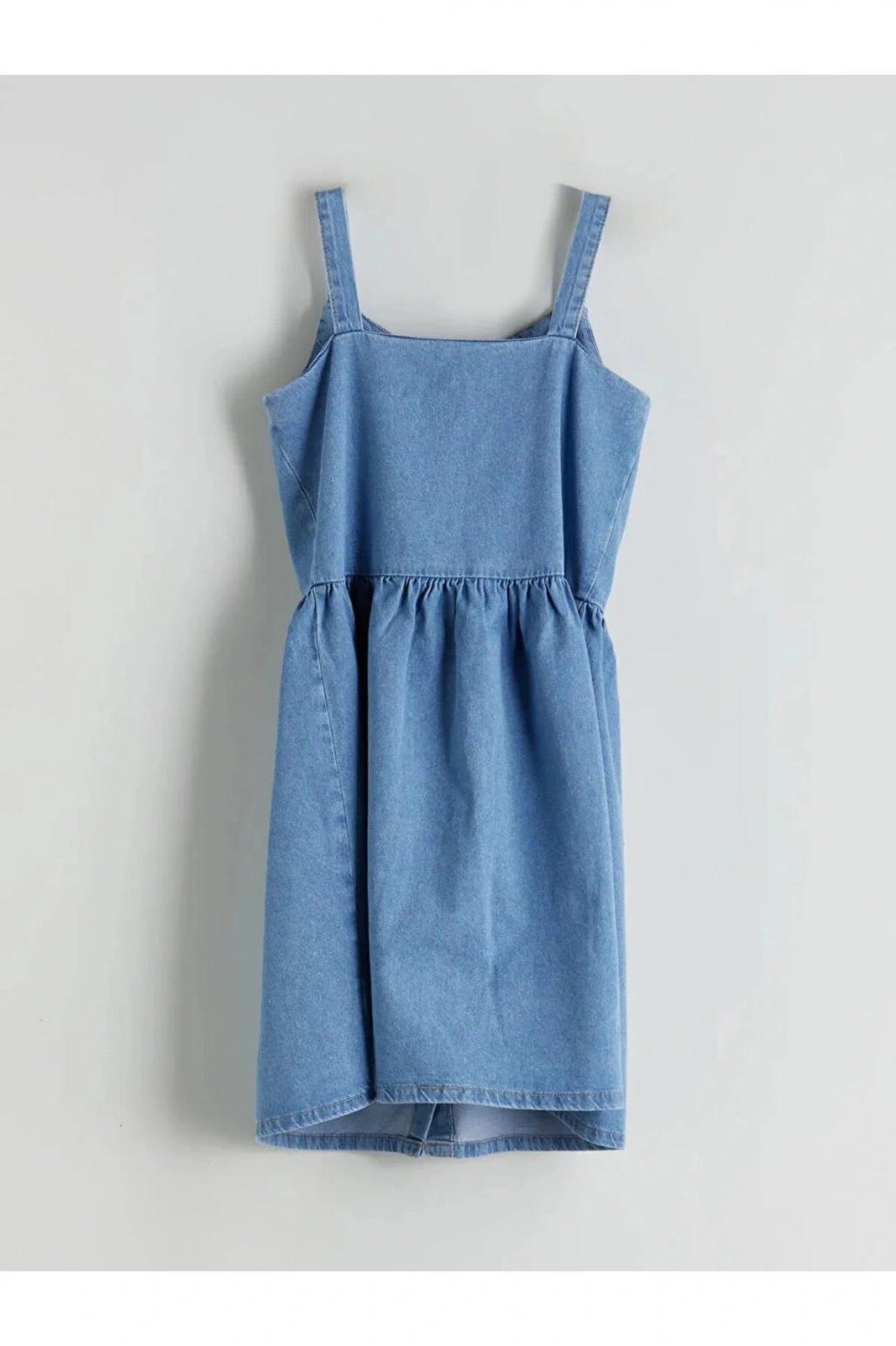 LCW Kids Indigo Kare Yaka Kız Çocuk Jean Elbise