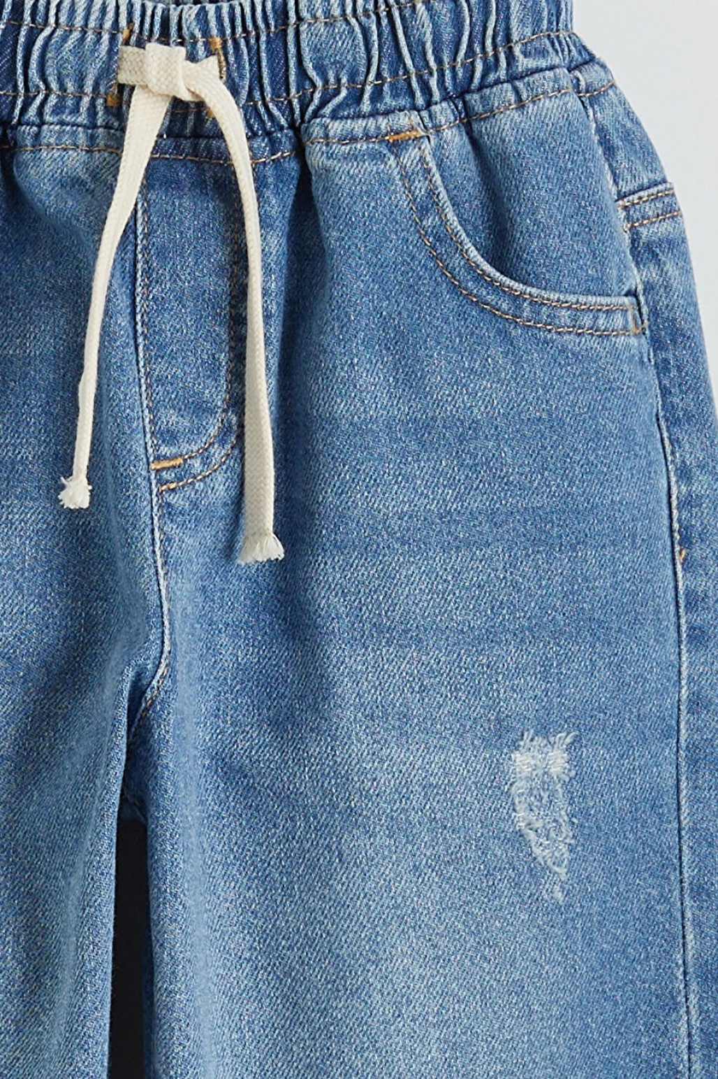 LCW Kids Indigo Regular Fit Erkek Bebek Bağcıklı Jean Pantolon