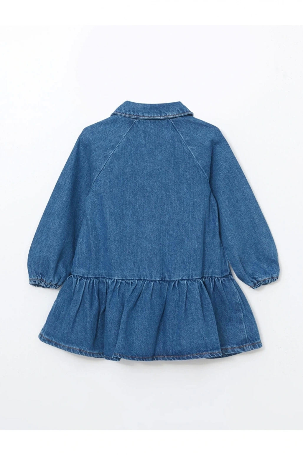 Lcw Kids Indigo Uzun Kollu Nakışlı Kız Bebek Jean Elbise