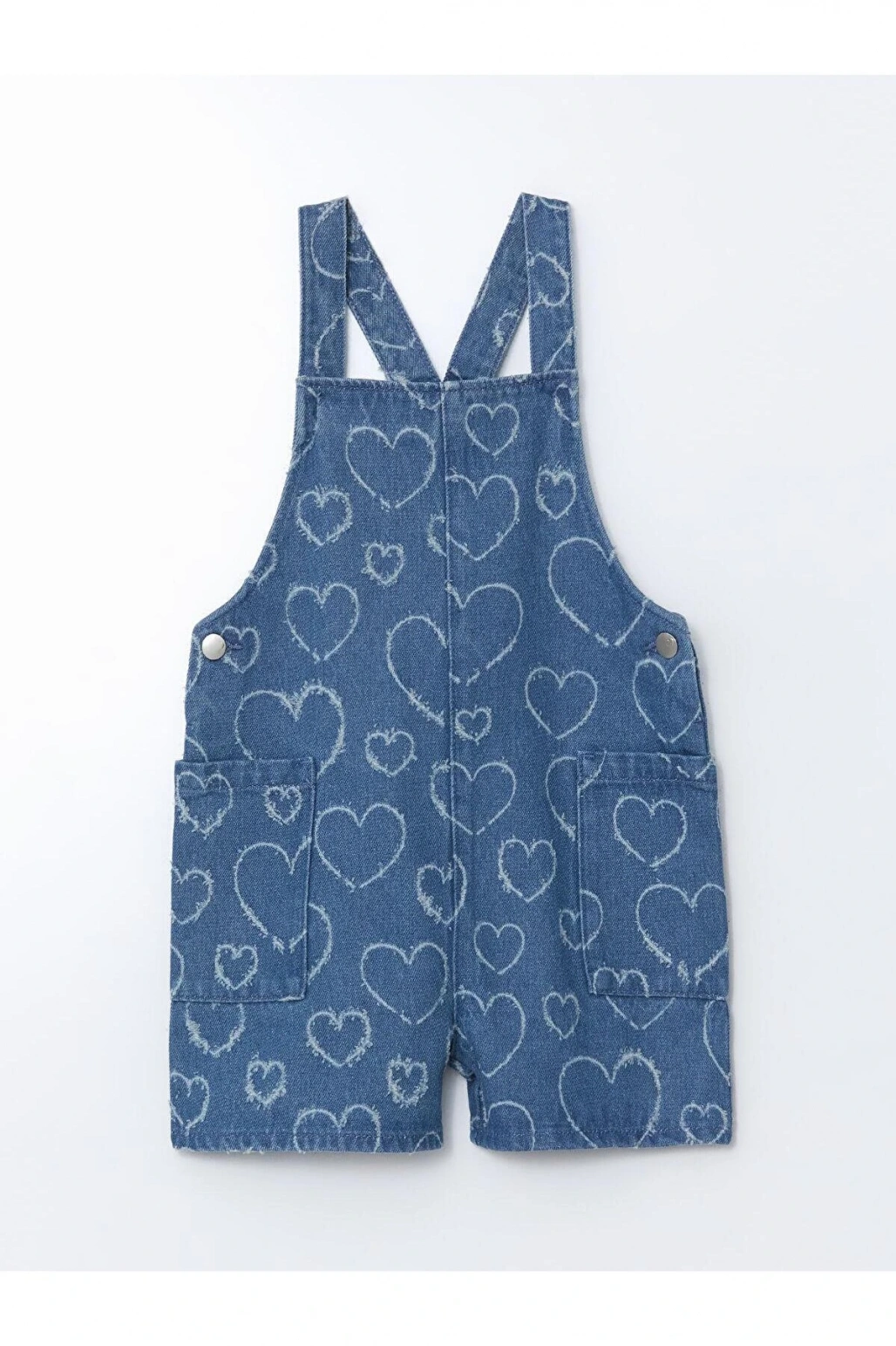 LCW Kids Kare Yaka Baskılı Kız Çocuk Jean Salopet (S5)