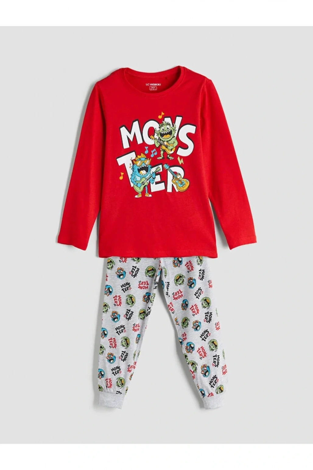 LCW Kids Kirmizi Bisiklet Yaka Erkek Çocuk Pijama Takımı