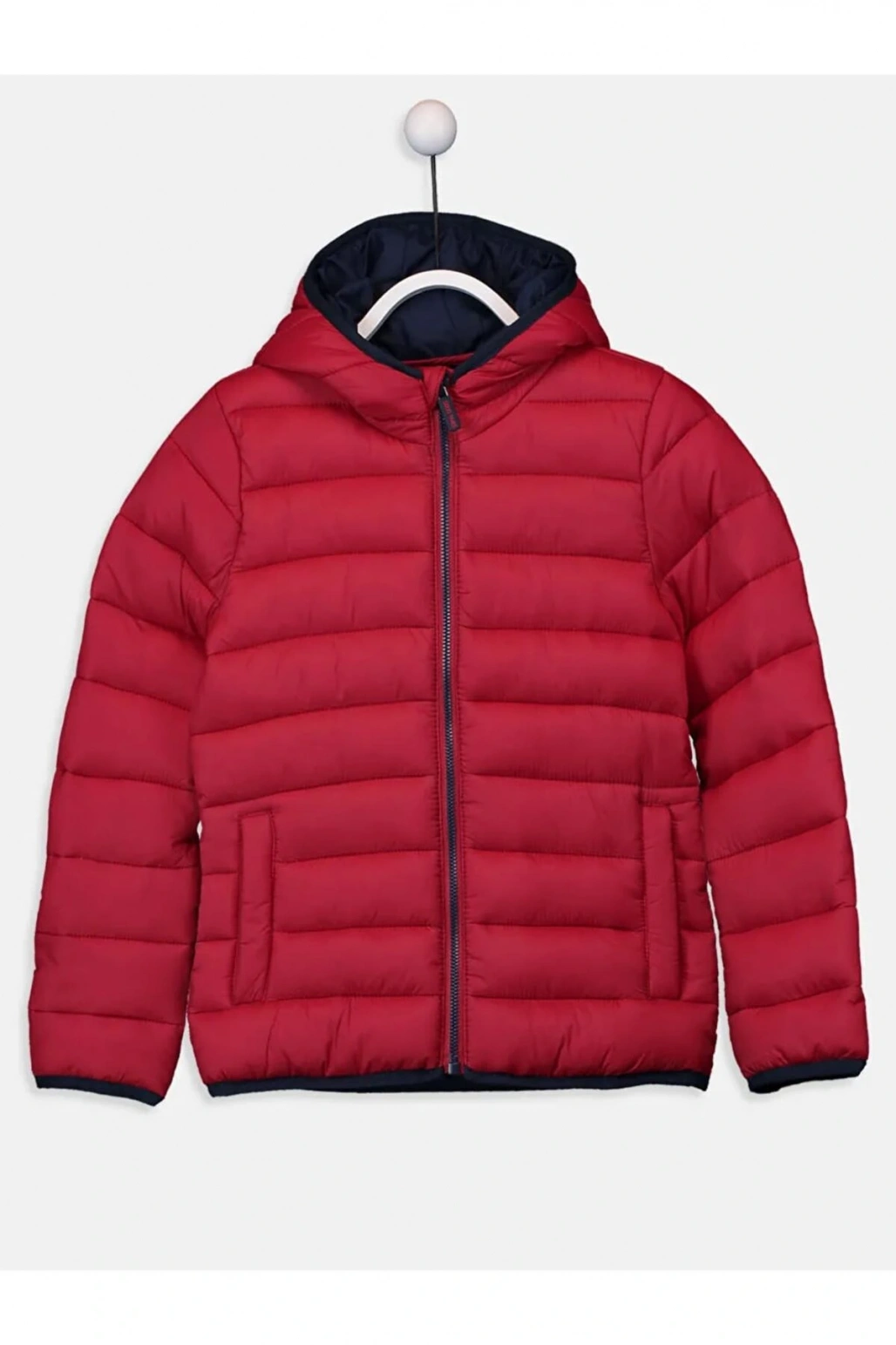 LCW Kids Kırmızı Kapüşonlu Uzun Kollu Erkek Çocuk Şişme Mont