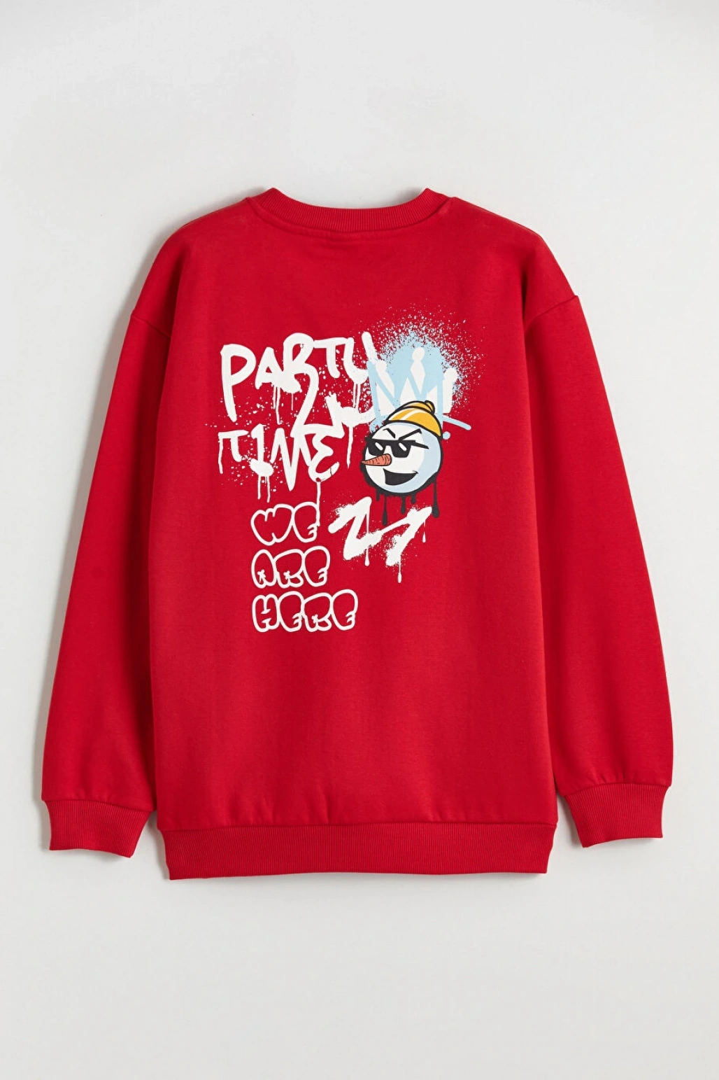 LCW Kids Kırmızı Yılbaşı Temalı Erkek Çocuk Kalın Sweatshirt