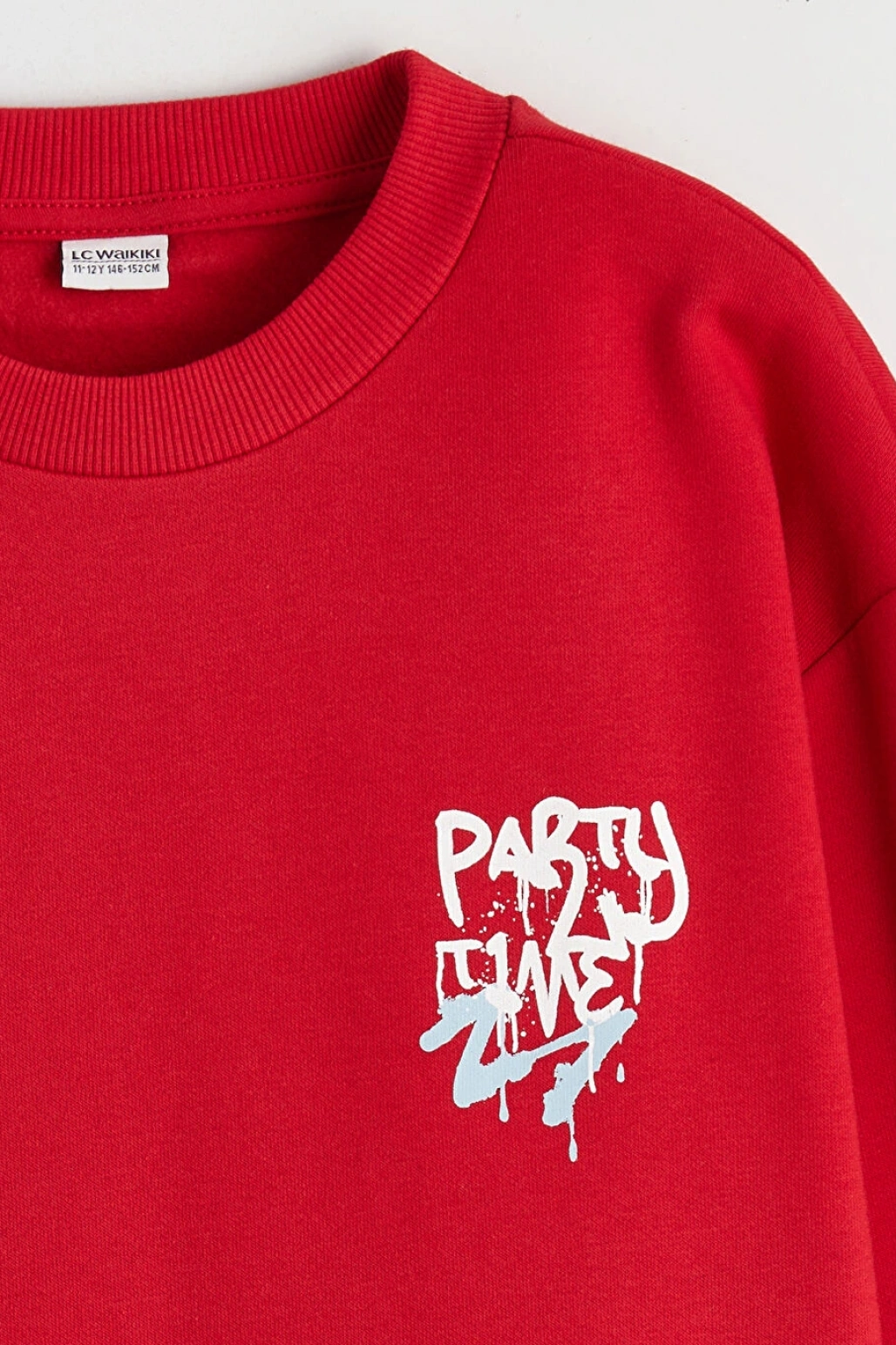 LCW Kids Kırmızı Yılbaşı Temalı Erkek Çocuk Kalın Sweatshirt