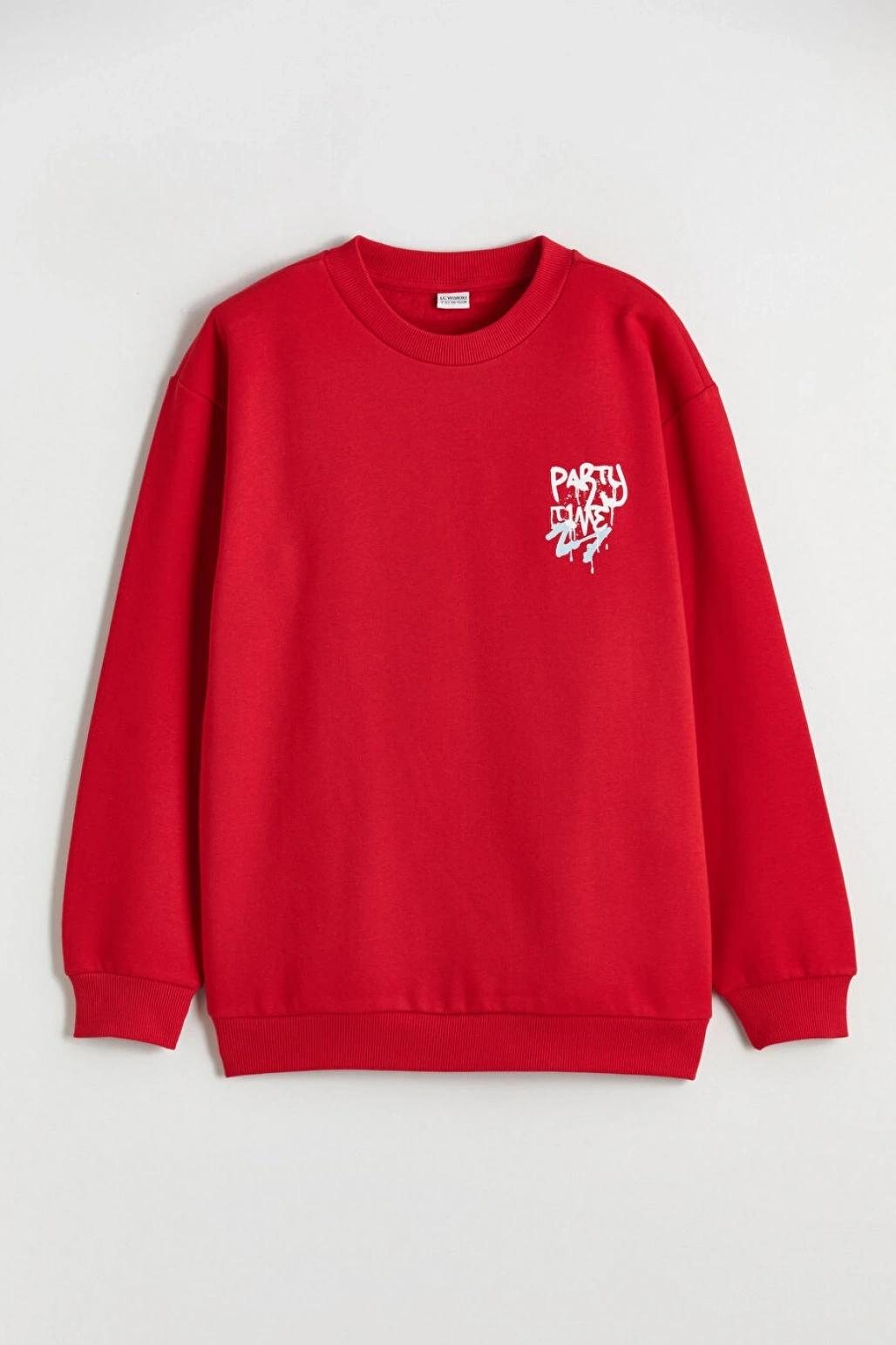 LCW Kids Kırmızı Yılbaşı Temalı Erkek Çocuk Kalın Sweatshirt