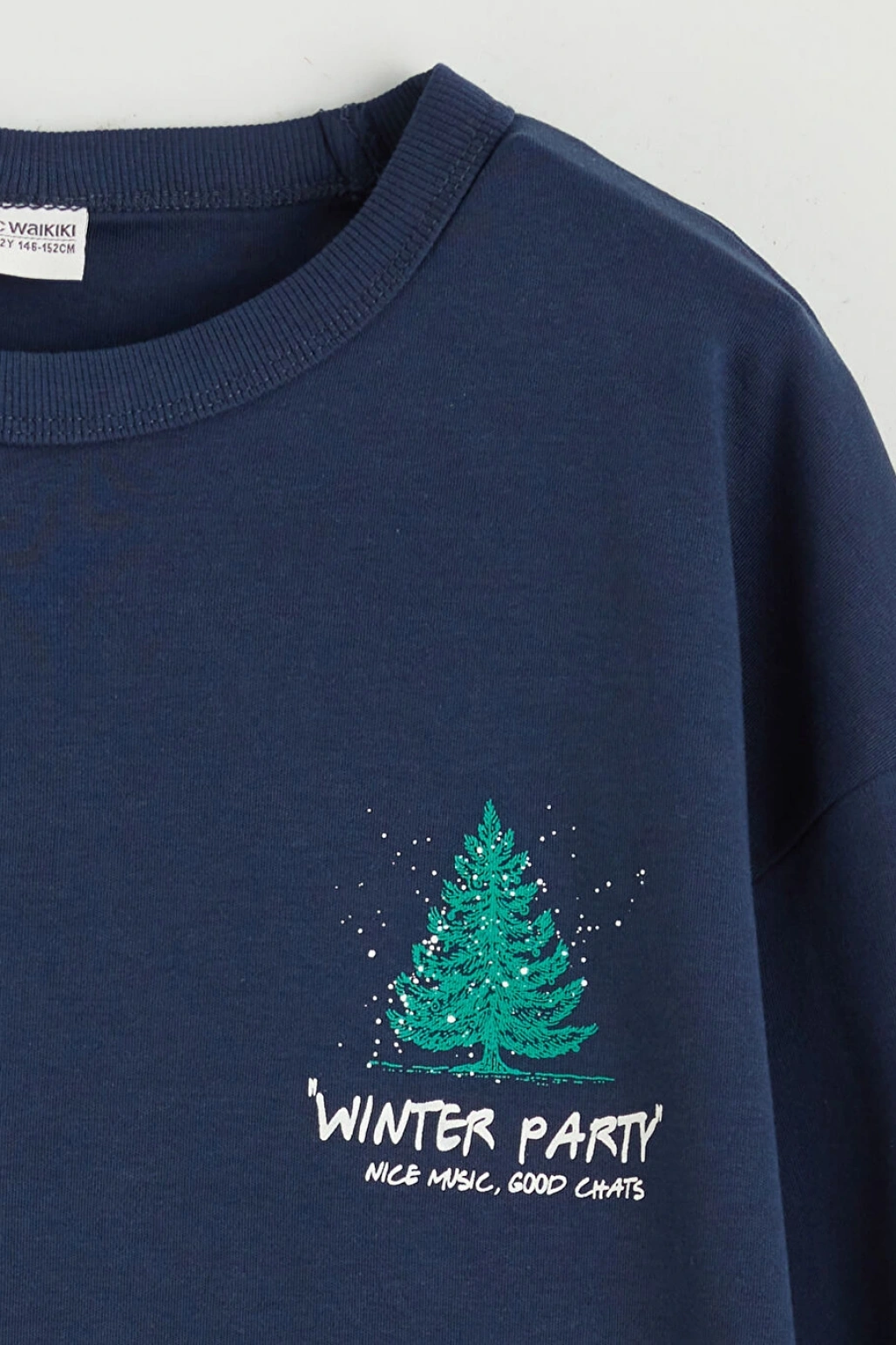 LCW Kids Lacivert Bisiklet Yaka Baskılı Erkek Çocuk Tişört