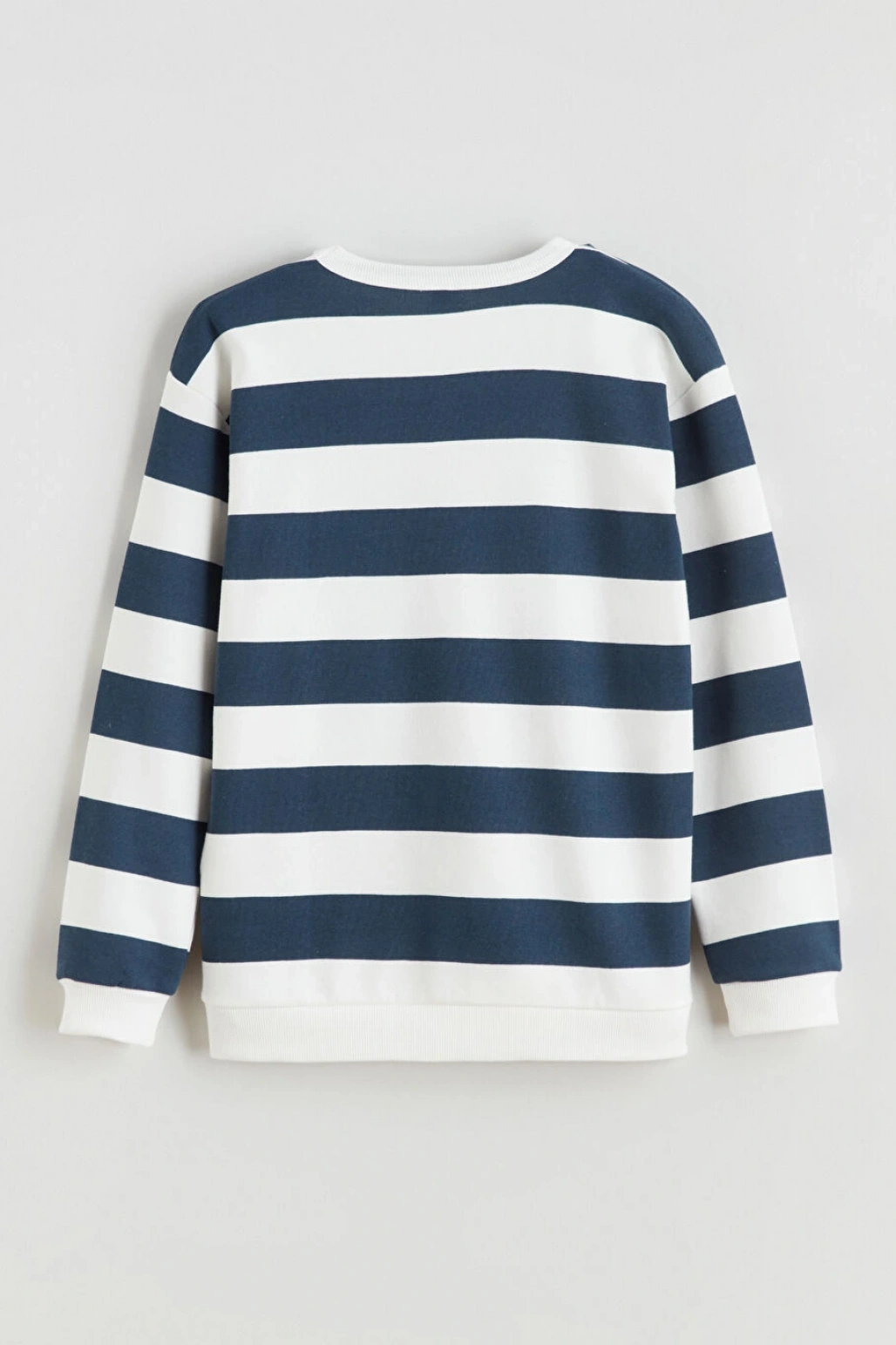 LCW Kids Lacivert Bisiklet Yaka Çizgili Erkek Çocuk Sweatshirt