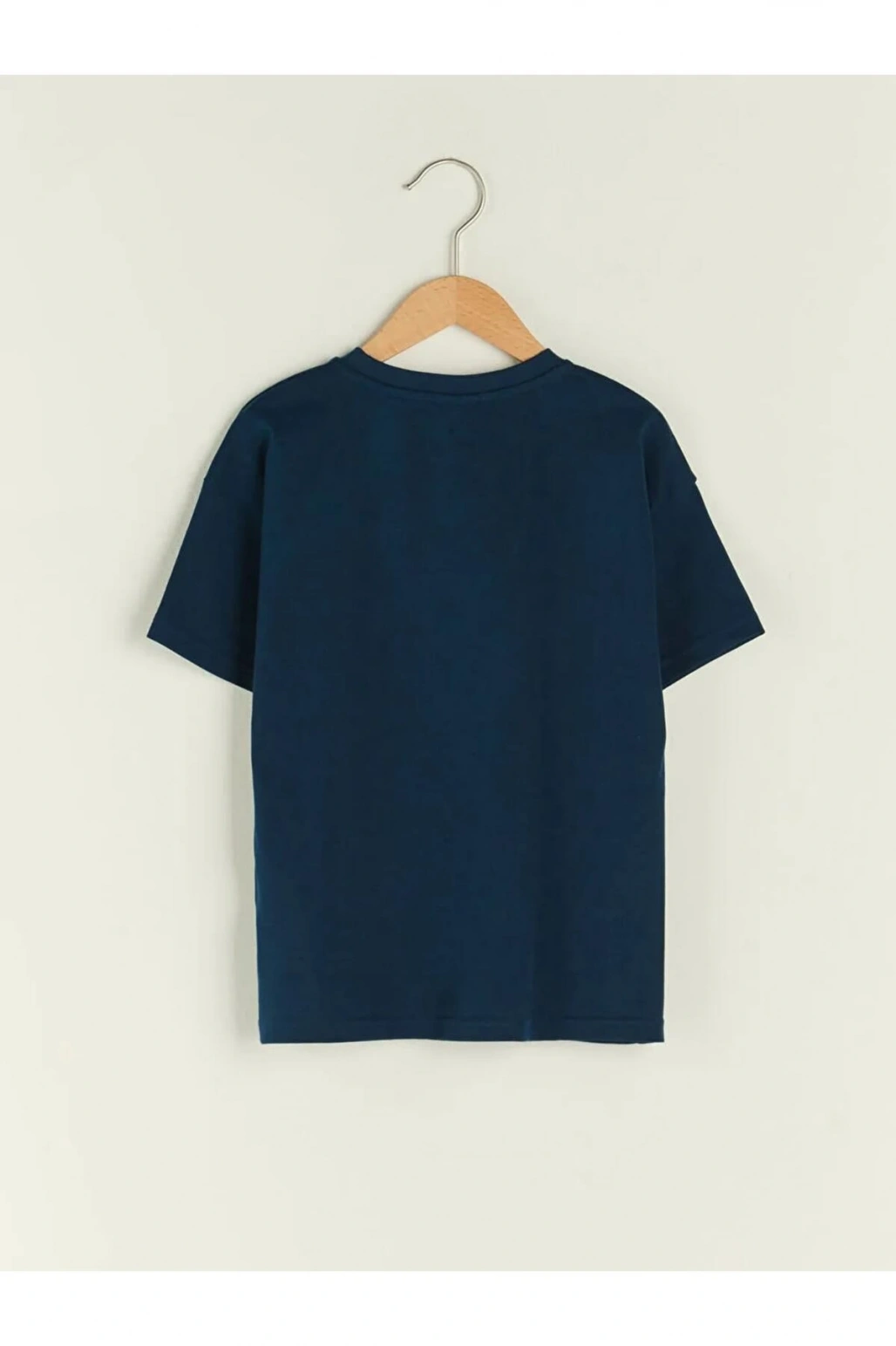 LCW Kids Lacivert Bisiklet Yaka Slogan Yazı Baskılı Kısa Kollu Pamuklu Erkek Çocuk Tişört