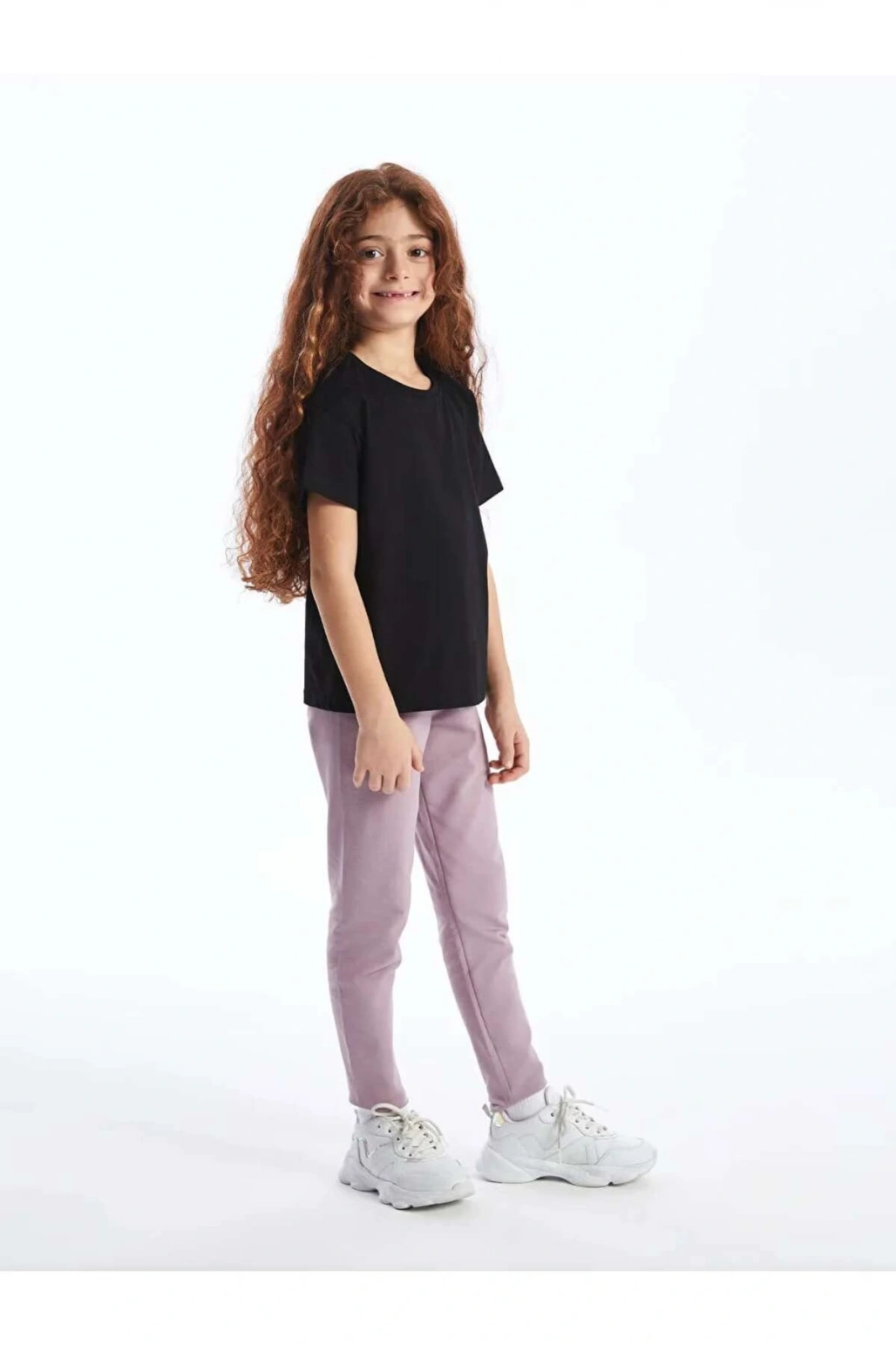 LCW Kids Lila Beli Lastikli Basic Kız Çocuk Uzun Tayt