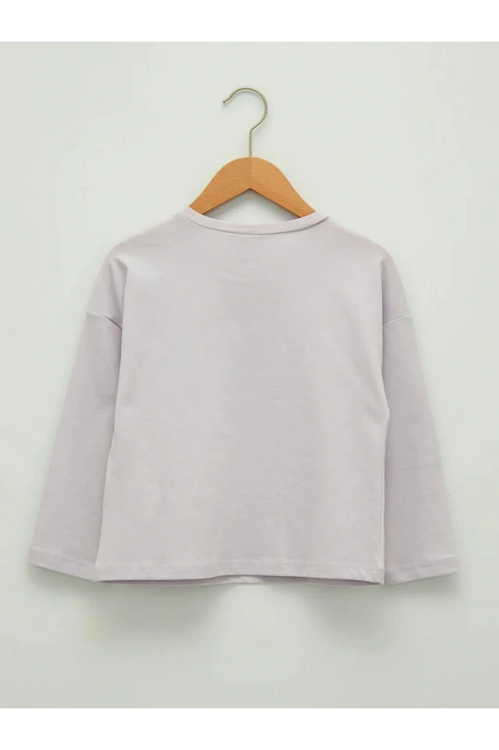 LCW Kids Lila Bisiklet Yaka Pul Payet İşlemeli Uzun Kollu Kız Çocuk Tişört