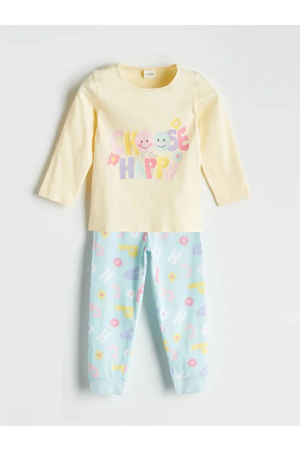 LCW Kids Mavi Baskılı Kız Çocuk Pijama Takım