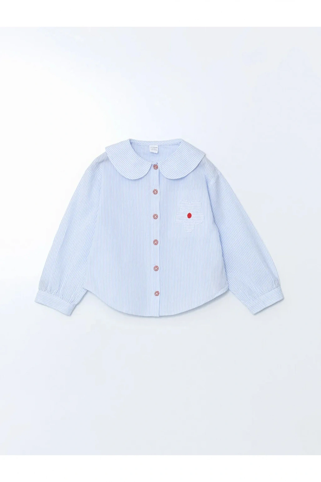 LCW Kids Mavi Bebe Yaka Çizgili Kız Çocuk Gömlek