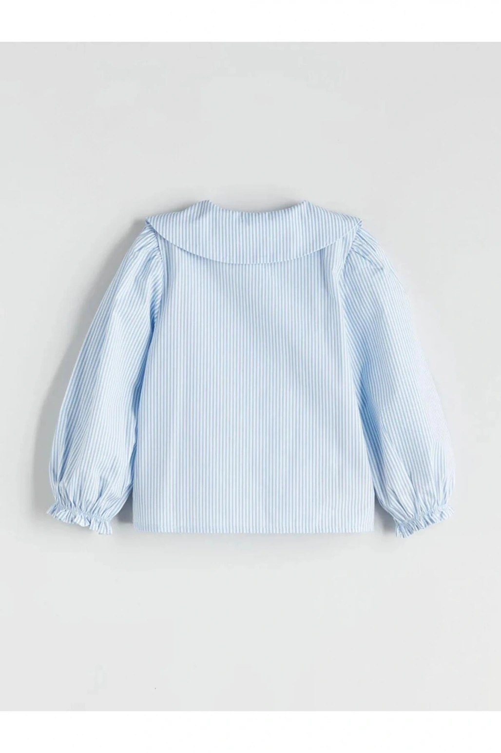 LCW Kids Mavi Bebe Yaka Fiyonk Detaylı Kız Çocuk Gömlek