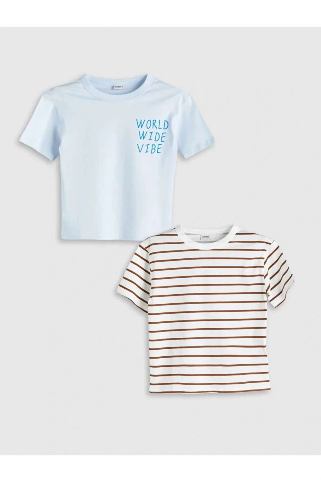 LCW Kids Mavi Bisiklet Yaka Erkek Çocuk Tişört 2li